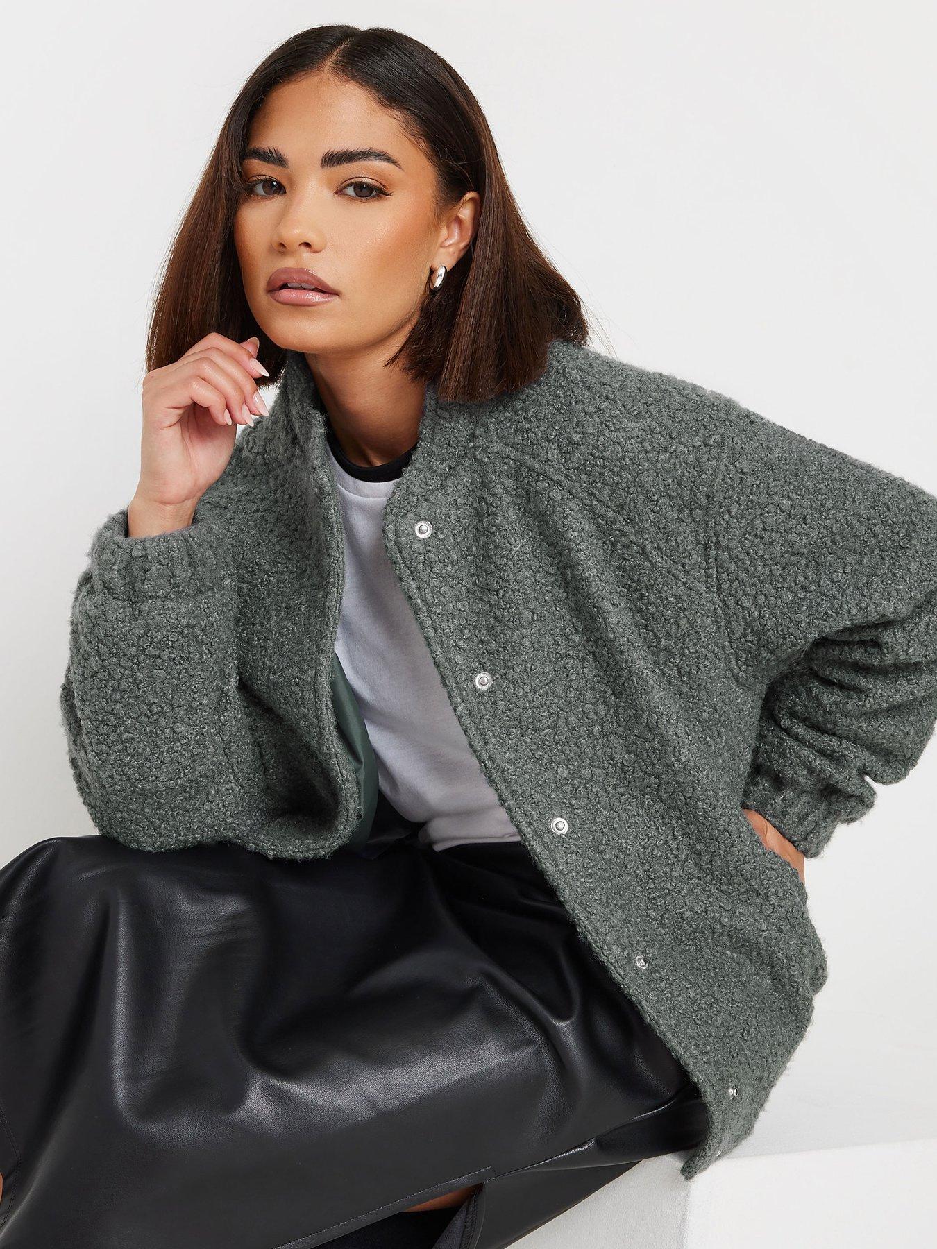 Image 1 of 4 of PixieGirl Petite Cosy Bomber Jacket - Grey