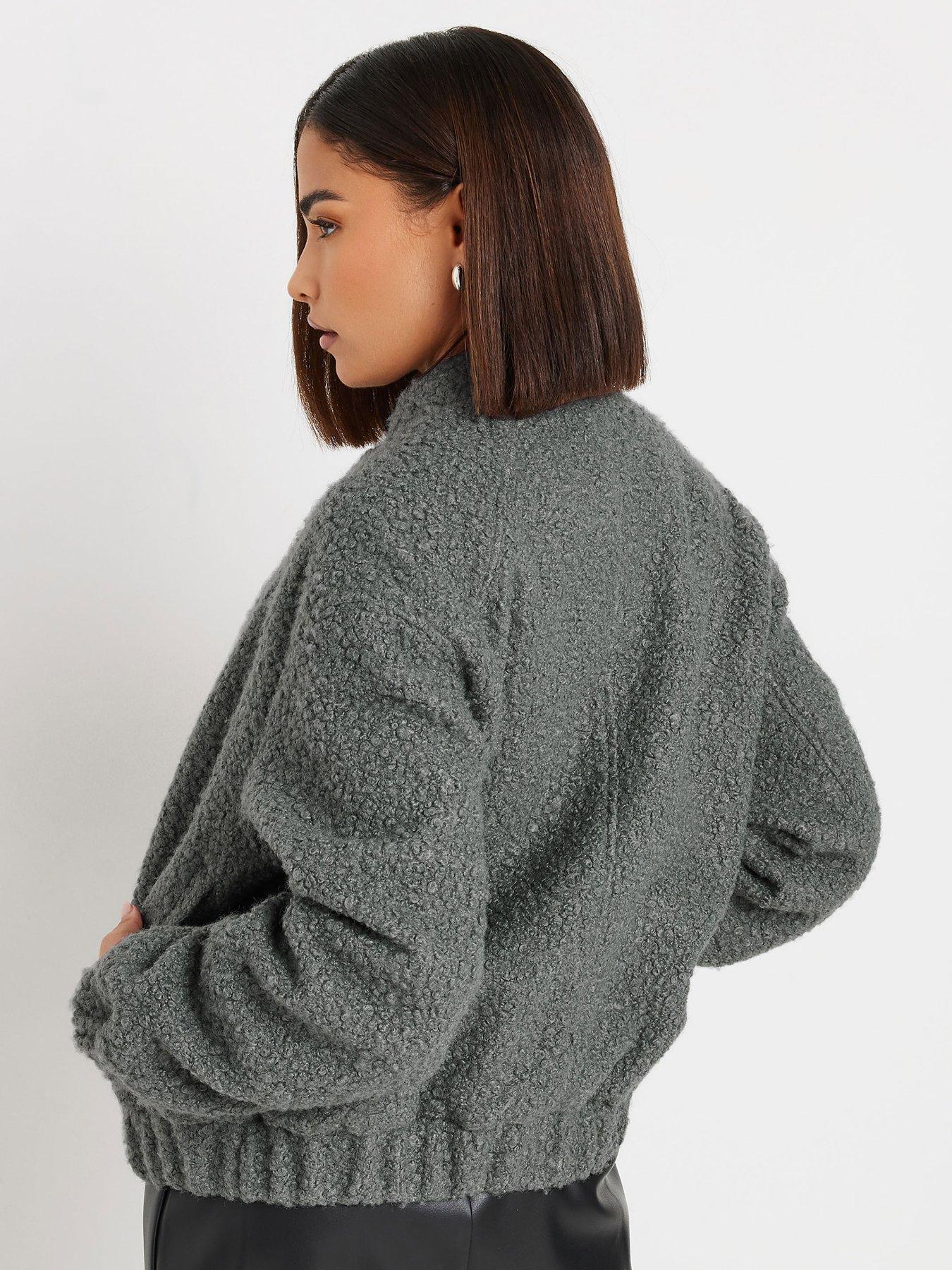 Image 2 of 4 of PixieGirl Petite Cosy Bomber Jacket - Grey