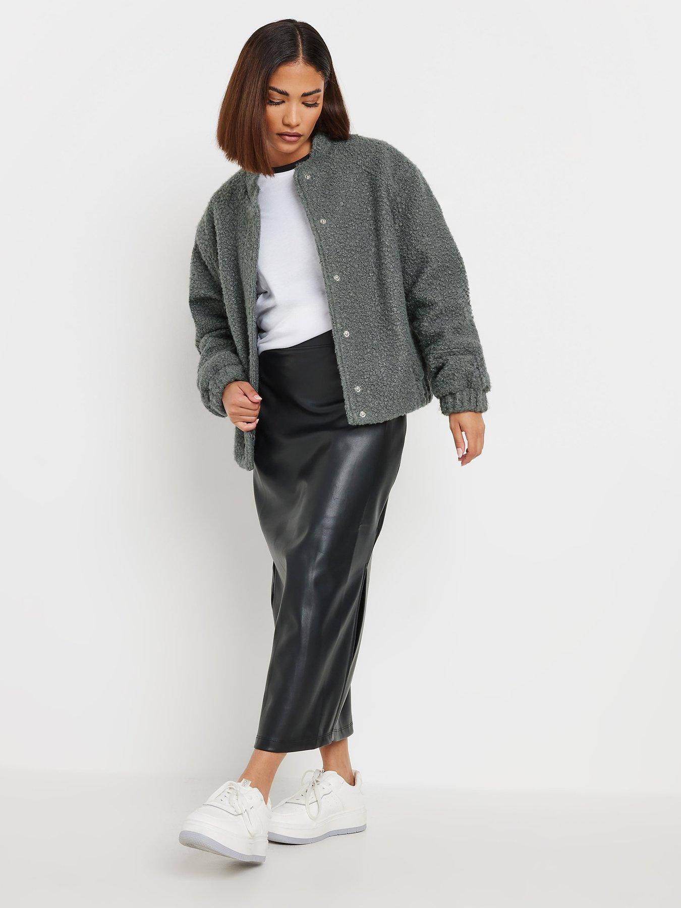 Image 3 of 4 of PixieGirl Petite Cosy Bomber Jacket - Grey