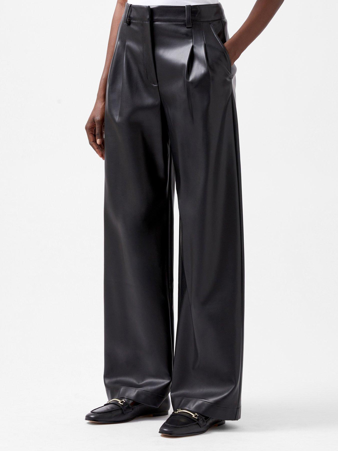 undefined Pu Wide Leg Trousers - Black