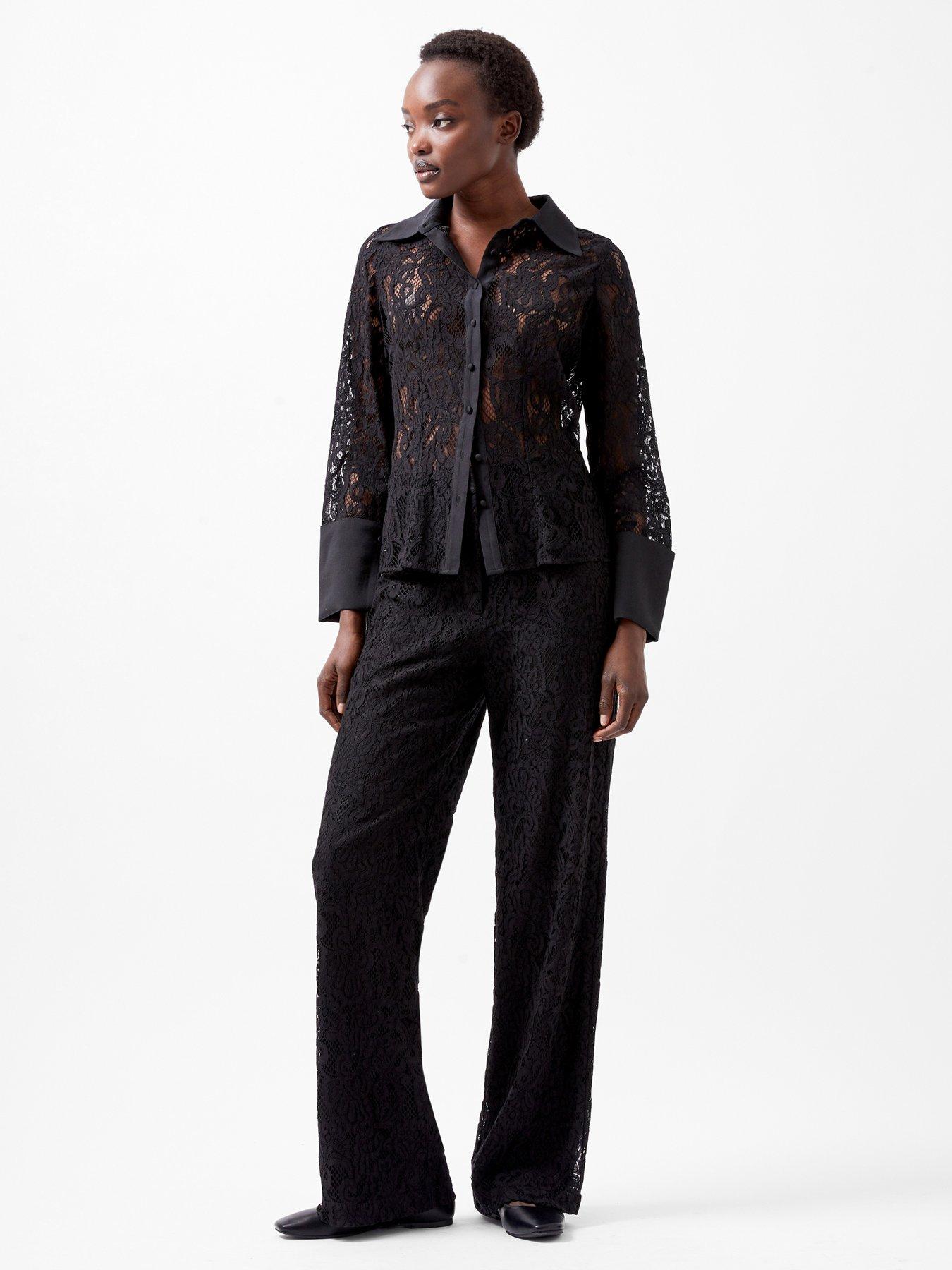 Image 3 of 6 of French Connection Long Sleeve Lace Shirt