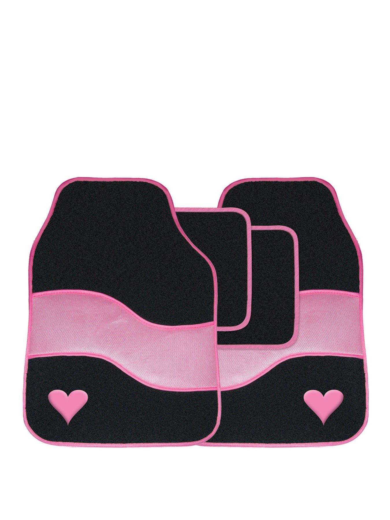 Product photograph of Streetwize 4-piece Velour Pink Heart Motif Car Mat Set from very.co.uk