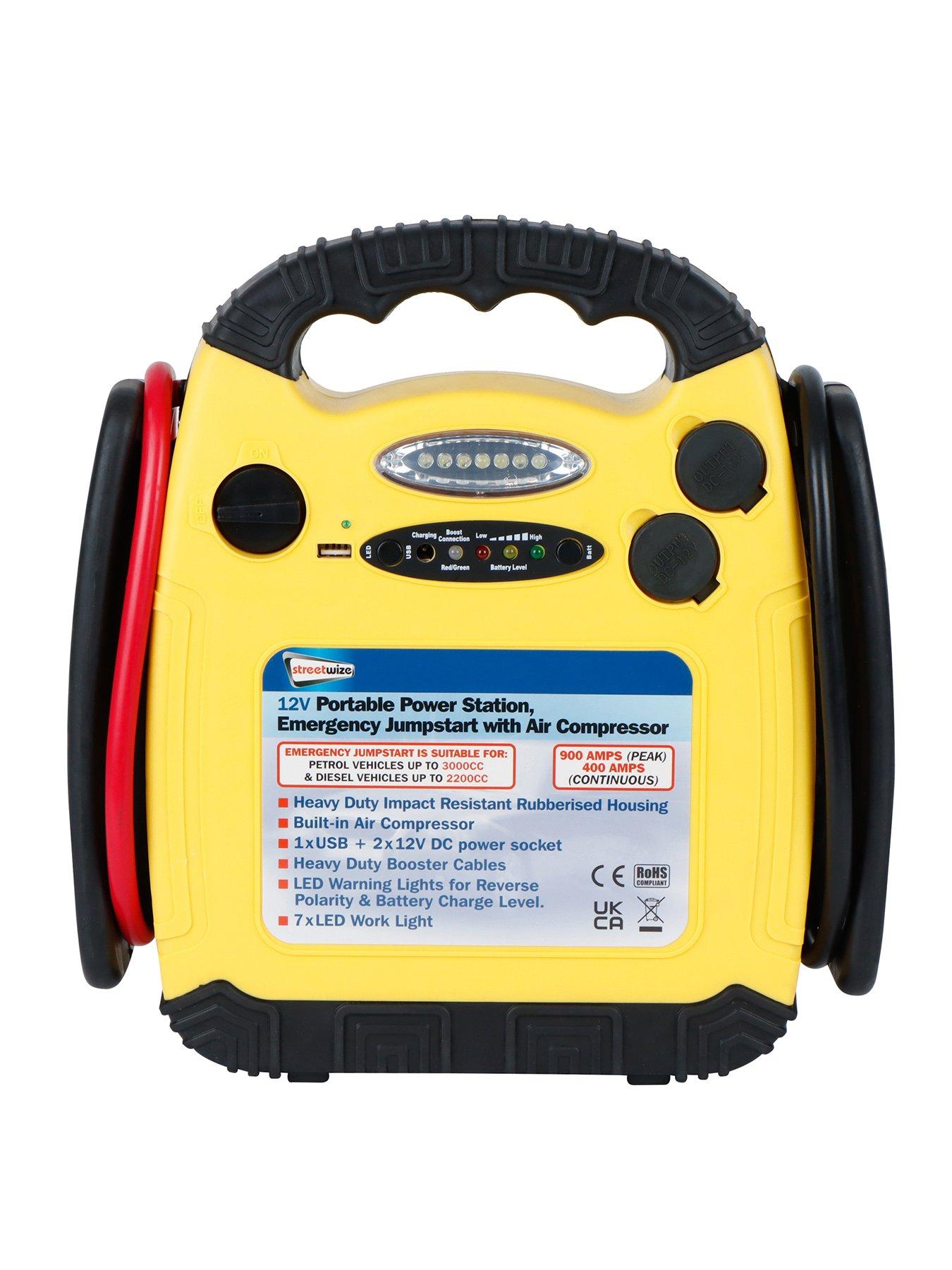 Product photograph of Streetwize 900 Amp Emergency Jump Start Rechargable Power Pack from very.co.uk