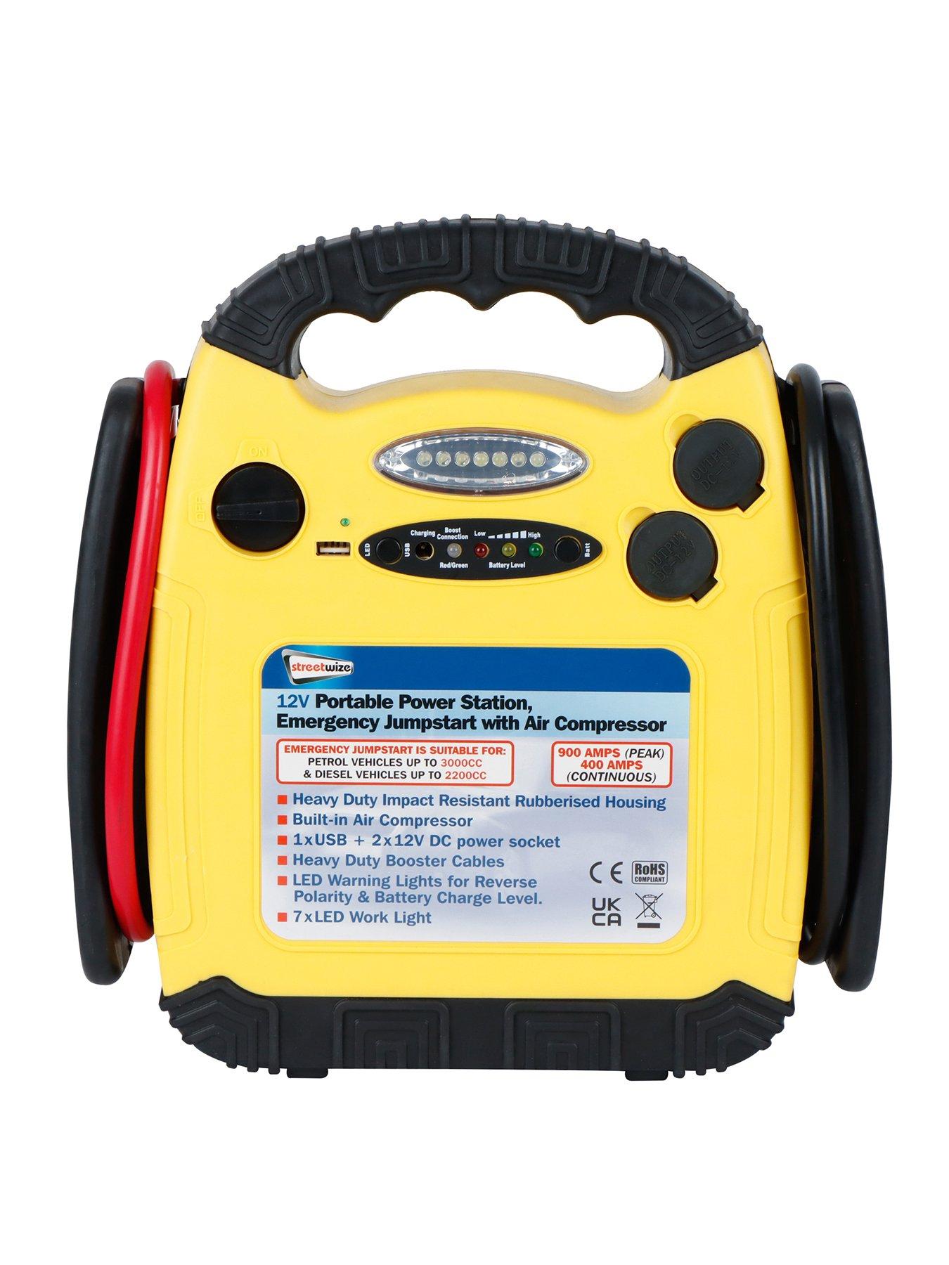 Product photograph of Streetwize 900 Amp Emergency Jump Start Rechargable Power Pack from very.co.uk