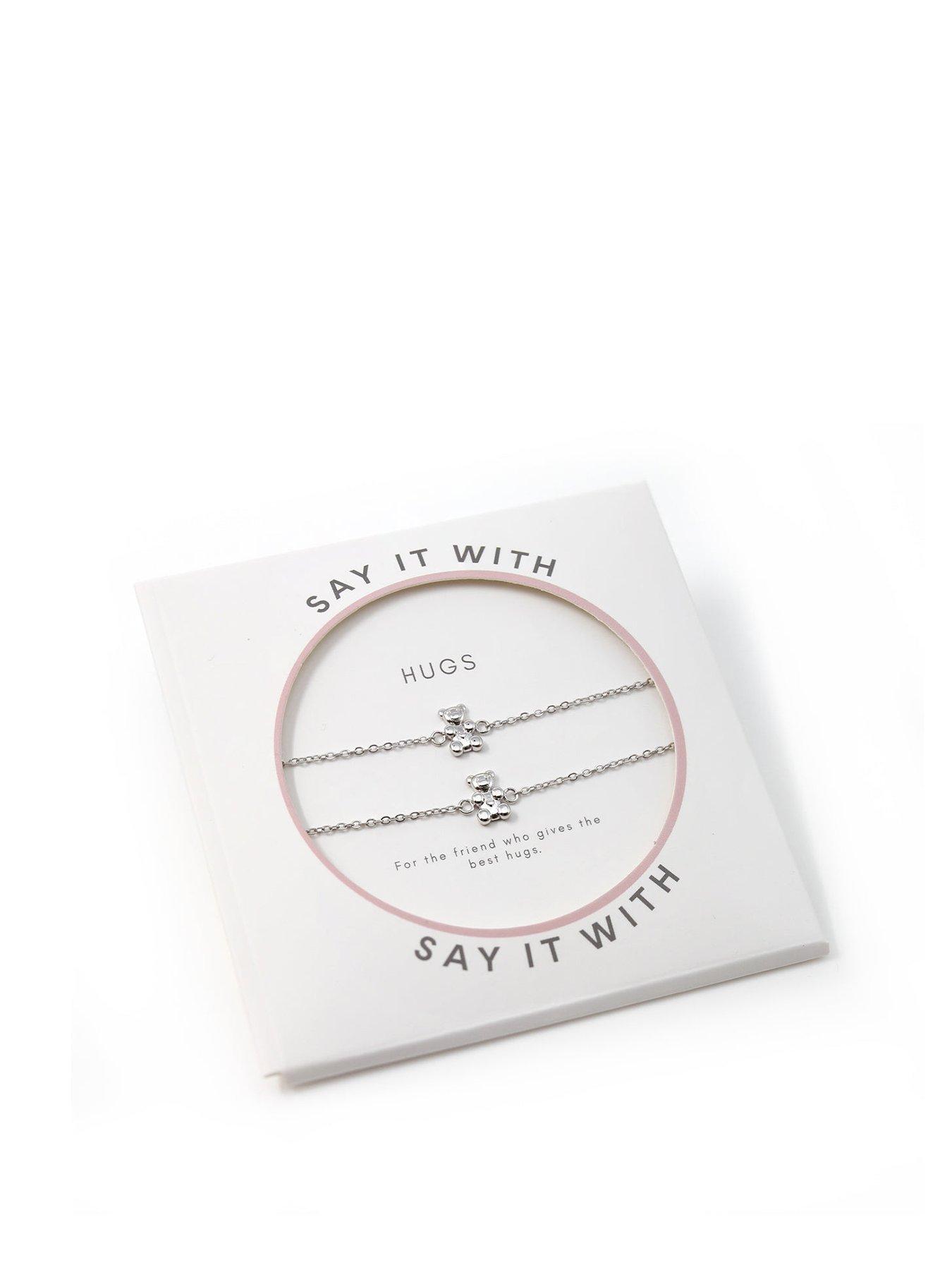 Product photograph of Say It With Children S Bear Friendship Bracelets - Silver from very.co.uk