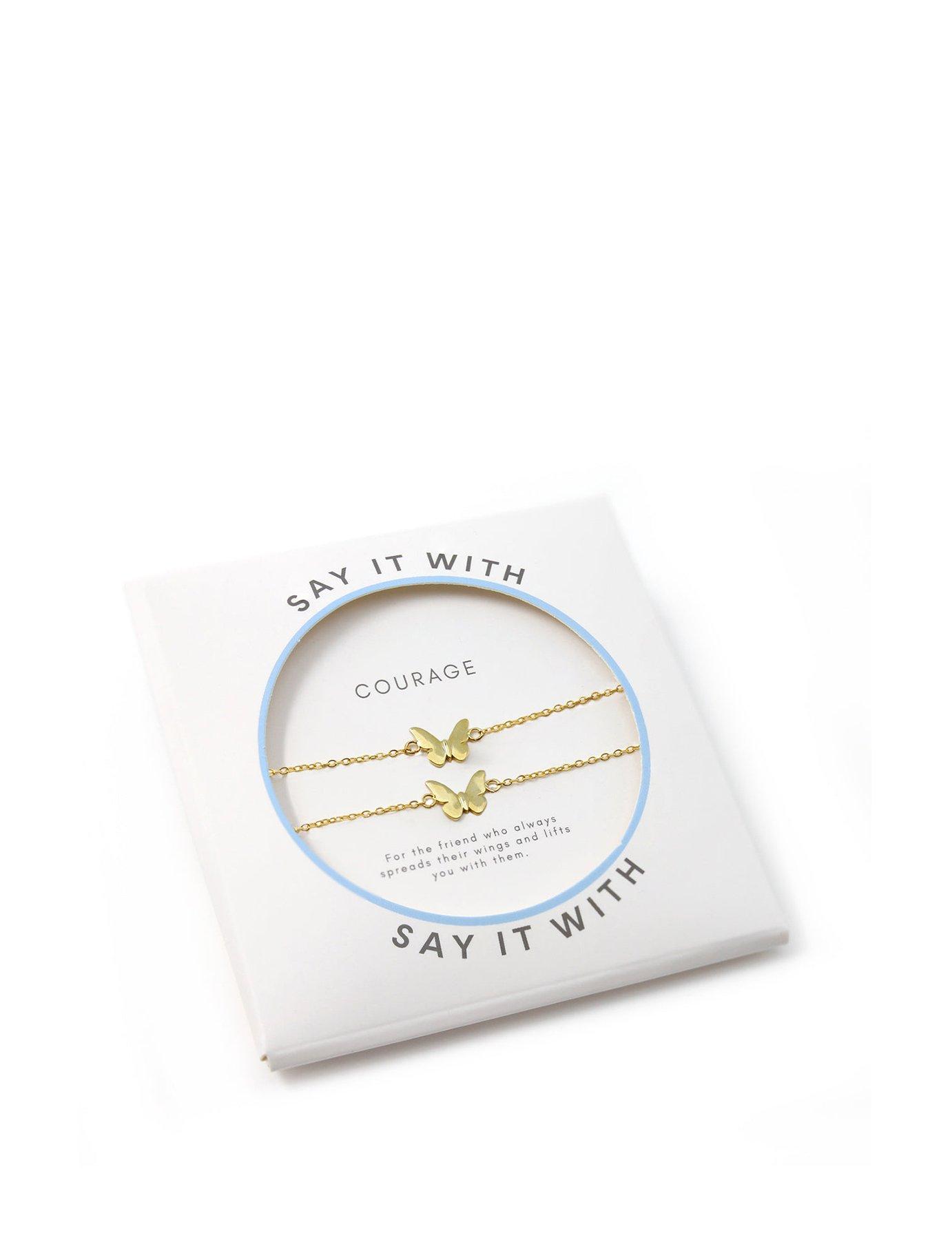 Product photograph of Say It With Children S Butterfly Friendship Bracelets - Yellow Gold from very.co.uk