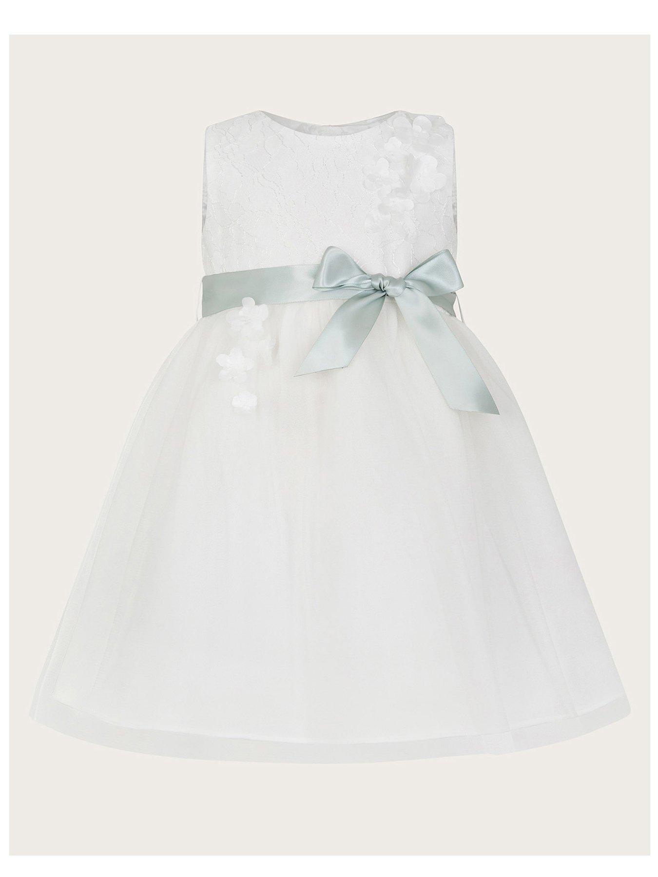 Image 1 of 3 of Monsoon Baby Girls Frankie Scuba Bridesmaid Dress - Cream