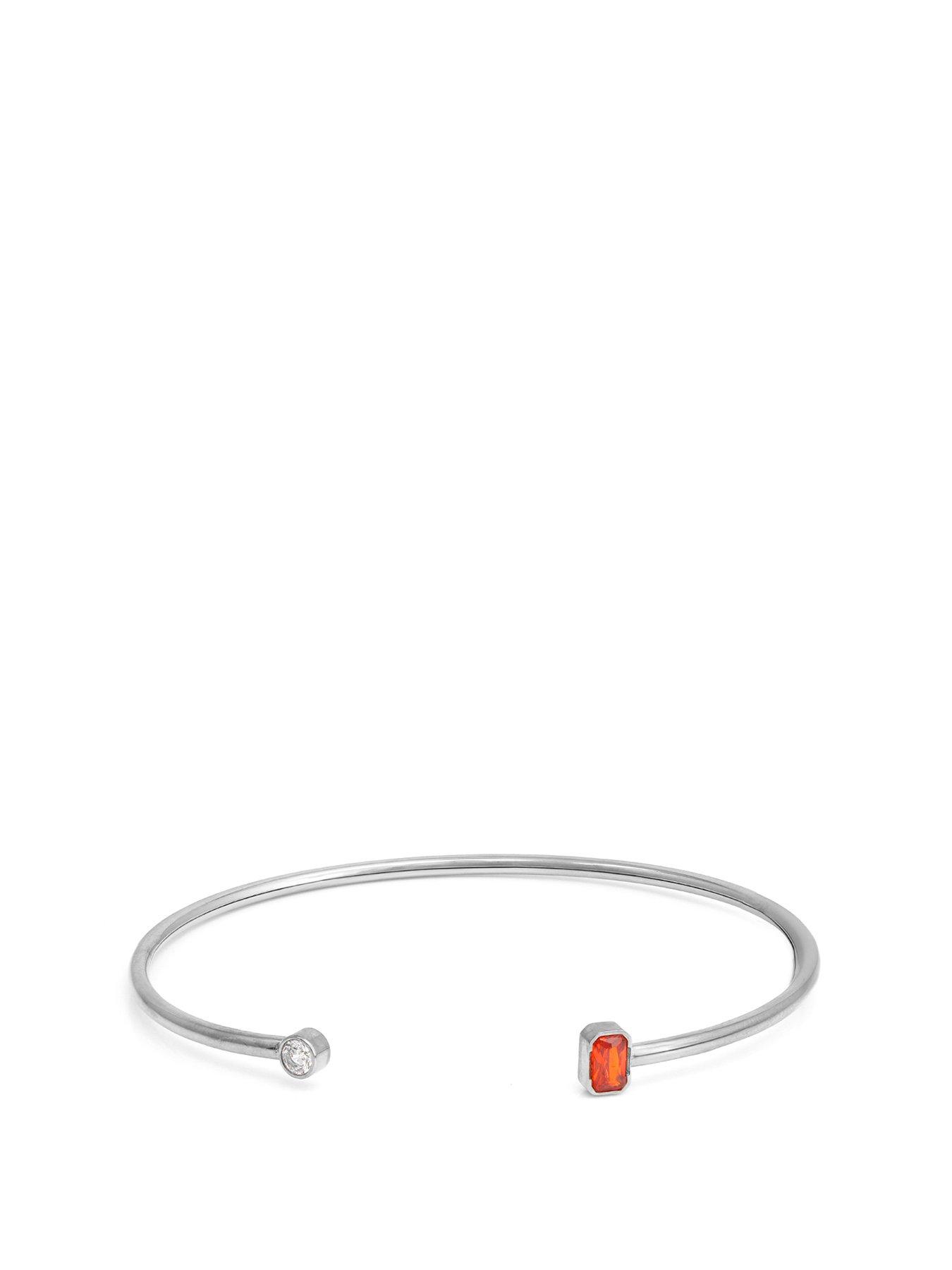 Product photograph of Say It With Birthstone Bangle - Silver from very.co.uk