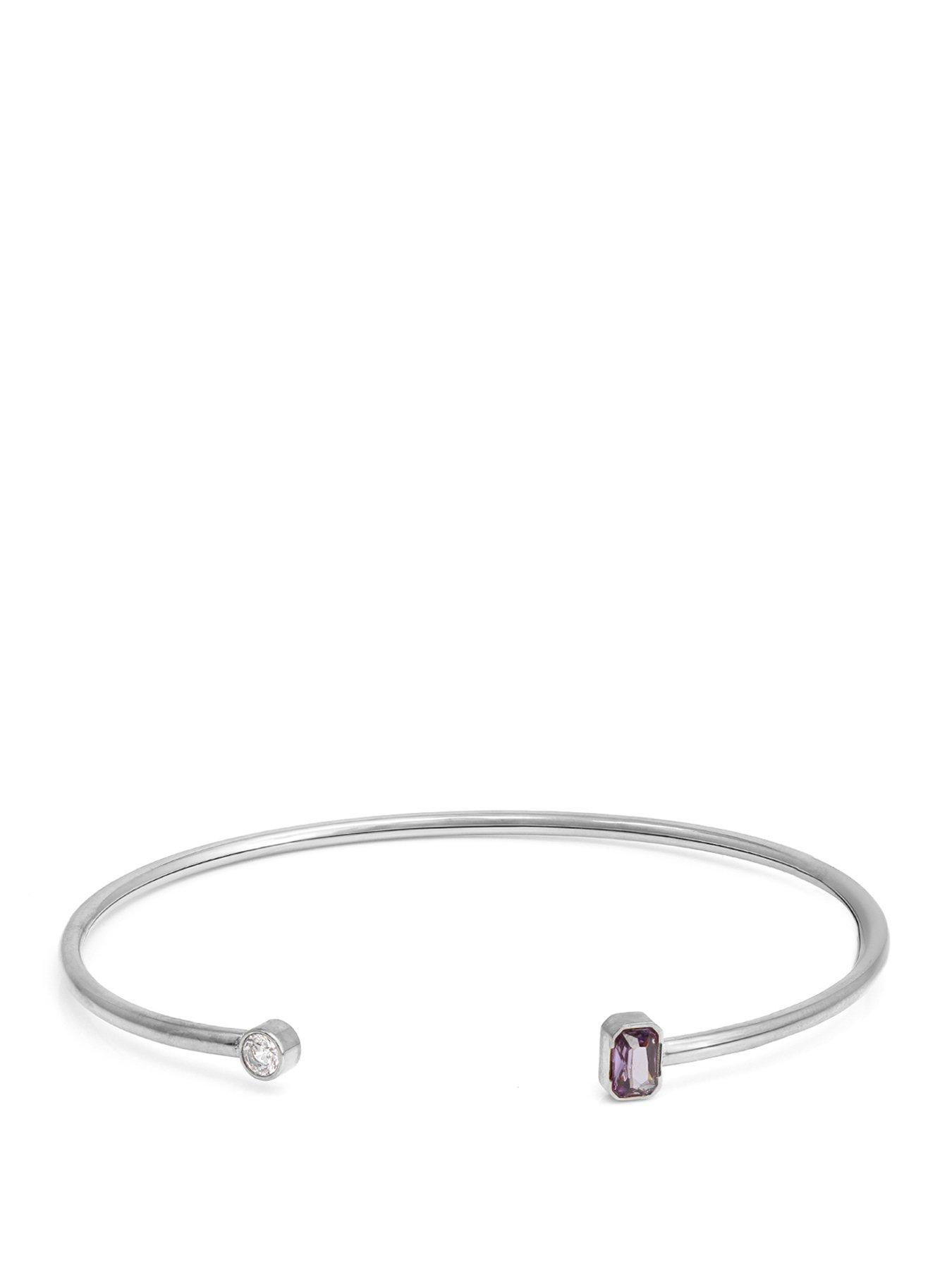 Say It With Birthstone Bangle - Silver