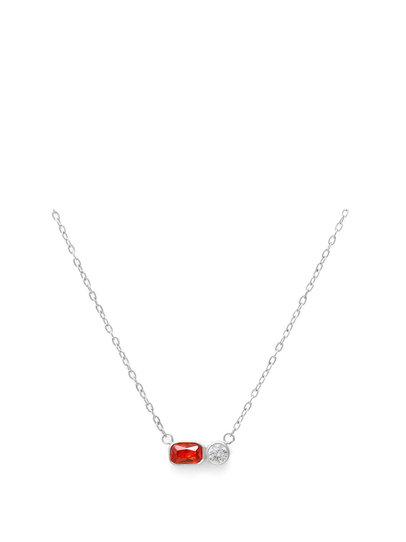 Product photograph of Say It With Birthstone Necklace - Silver from very.co.uk