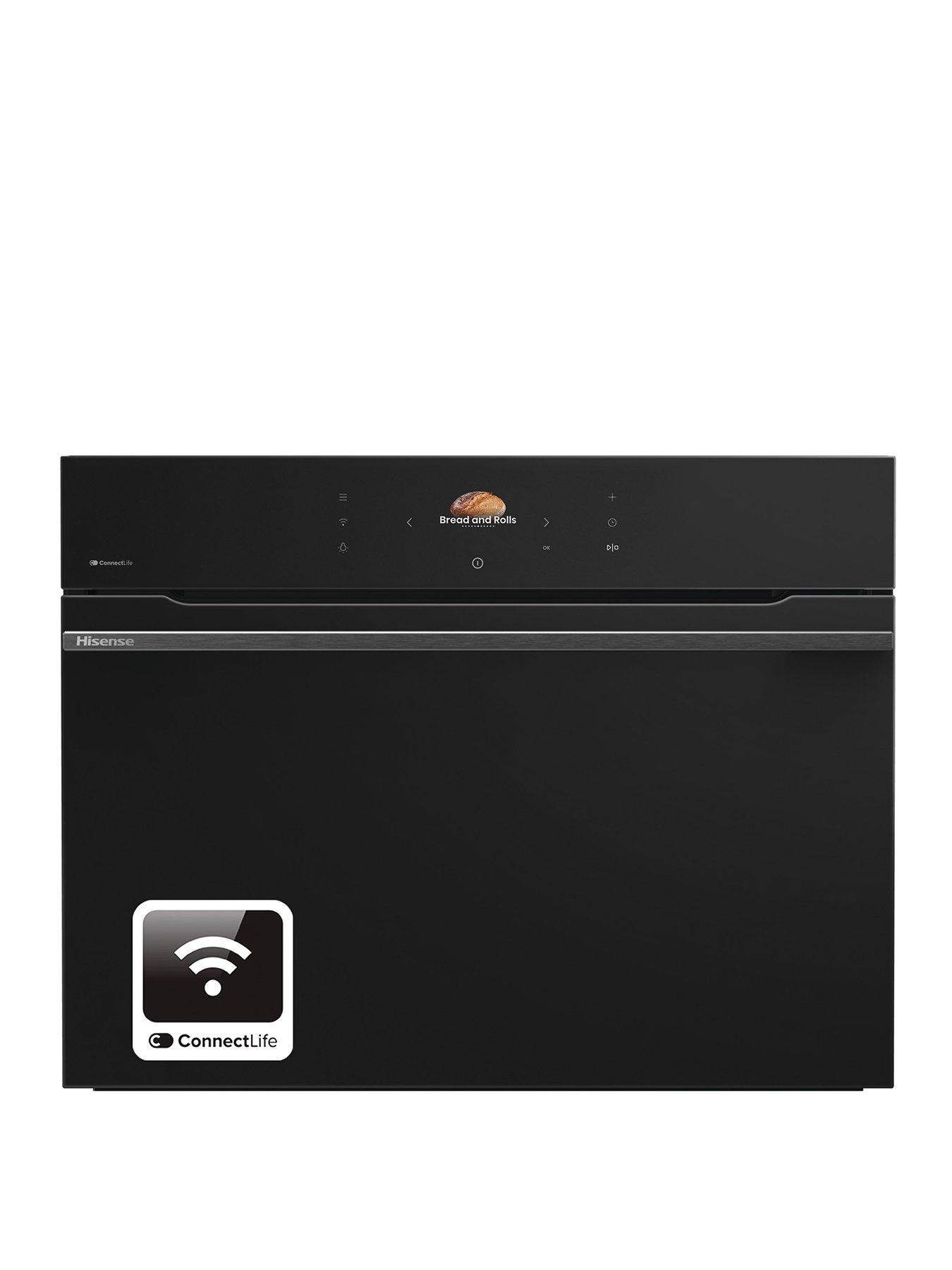undefined Hi8 BlackLine BIM4AH8UKWF 50L Built-in Multifunctional Electric Single Oven with Microwave Function - Jet Black