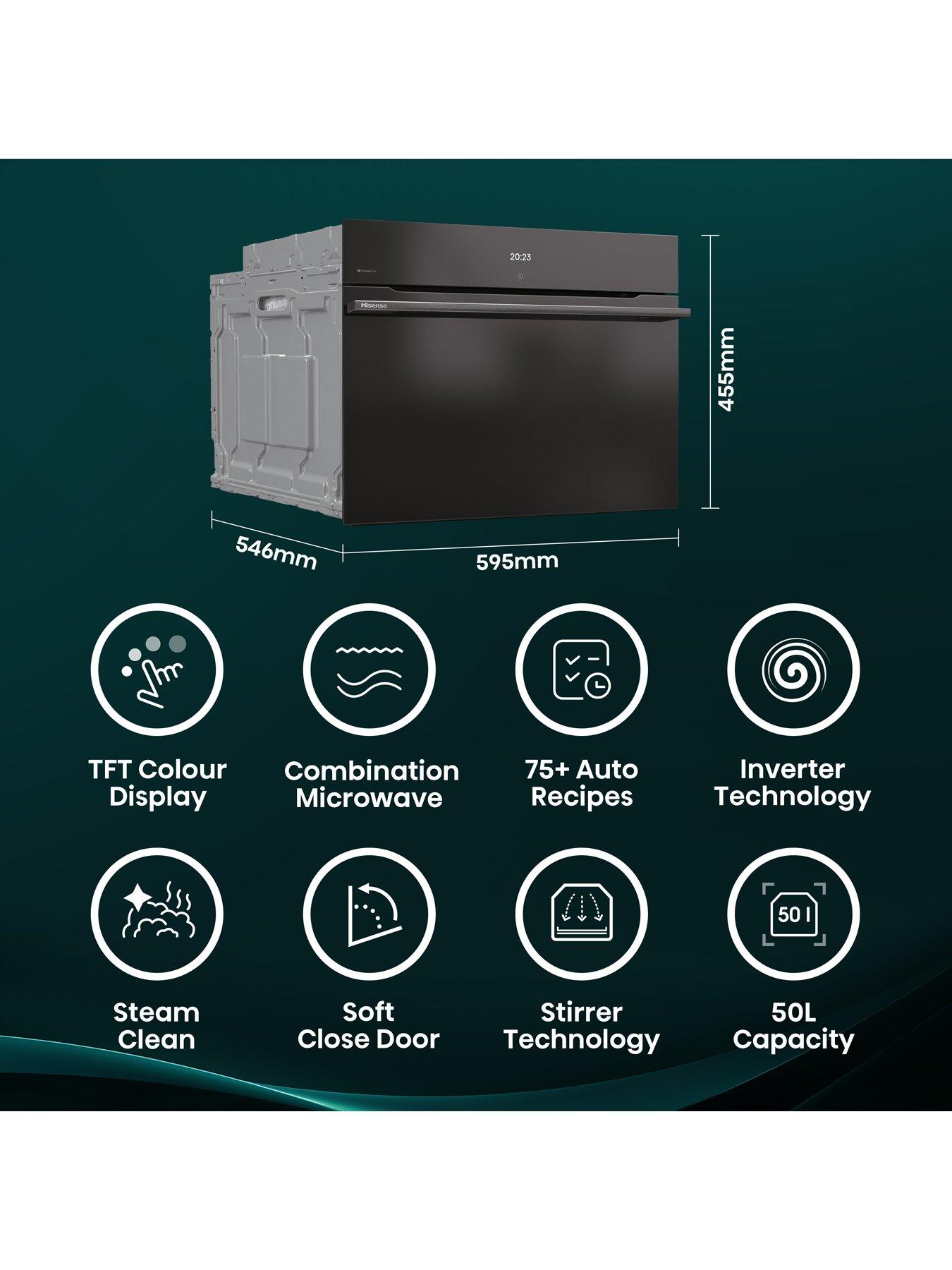 Image 2 of 7 of Hisense Hi8 BlackLine&nbsp;BIM4AH8UKWF 50L Built-in&nbsp;Multifunctional Electric Single Oven with Microwave Function&nbsp;- Jet Black