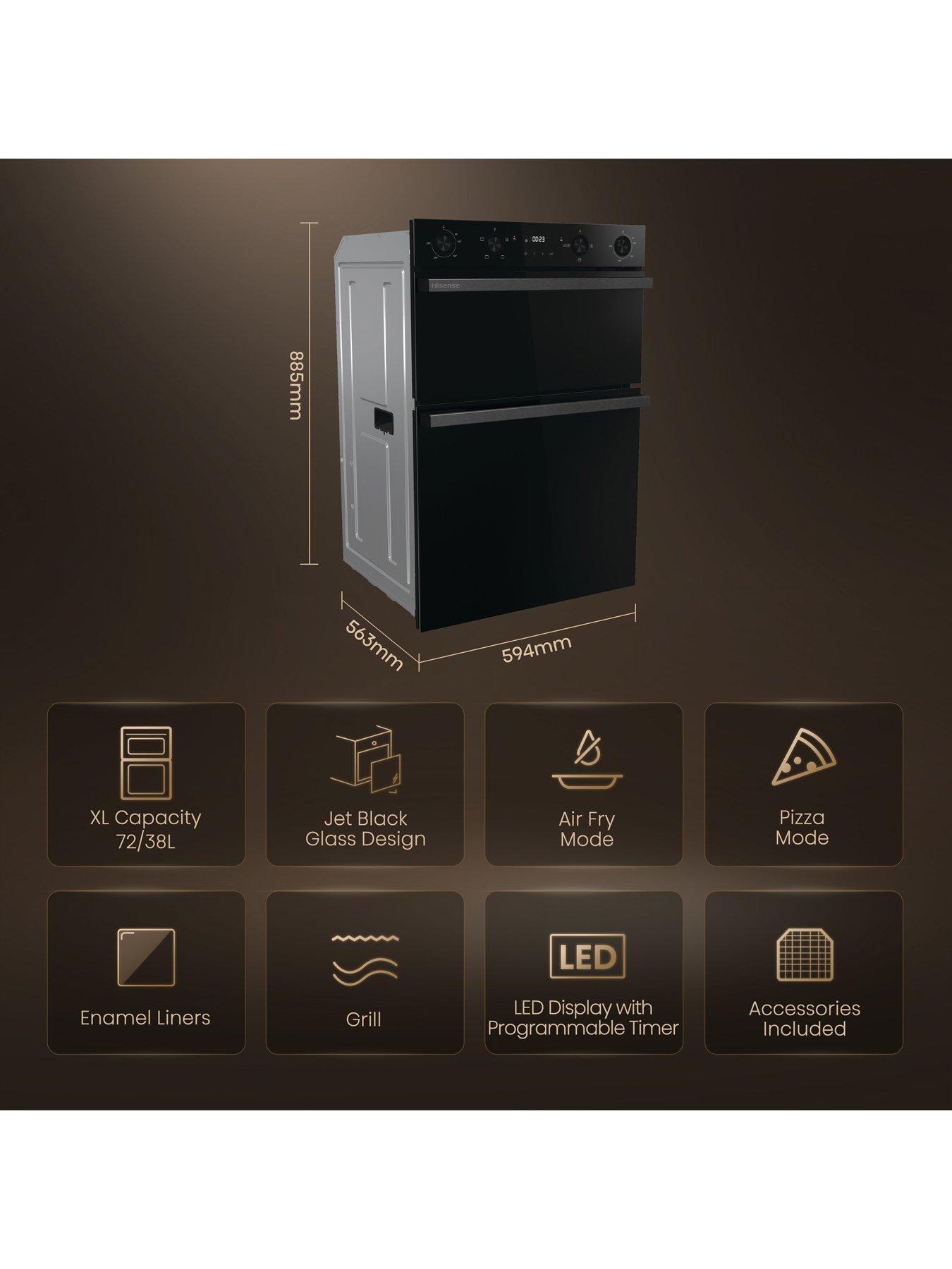 Image 2 of 7 of Hisense Hi6 BID914221ADBG 72/38L Built In Double Oven with Enamel Liners - Black