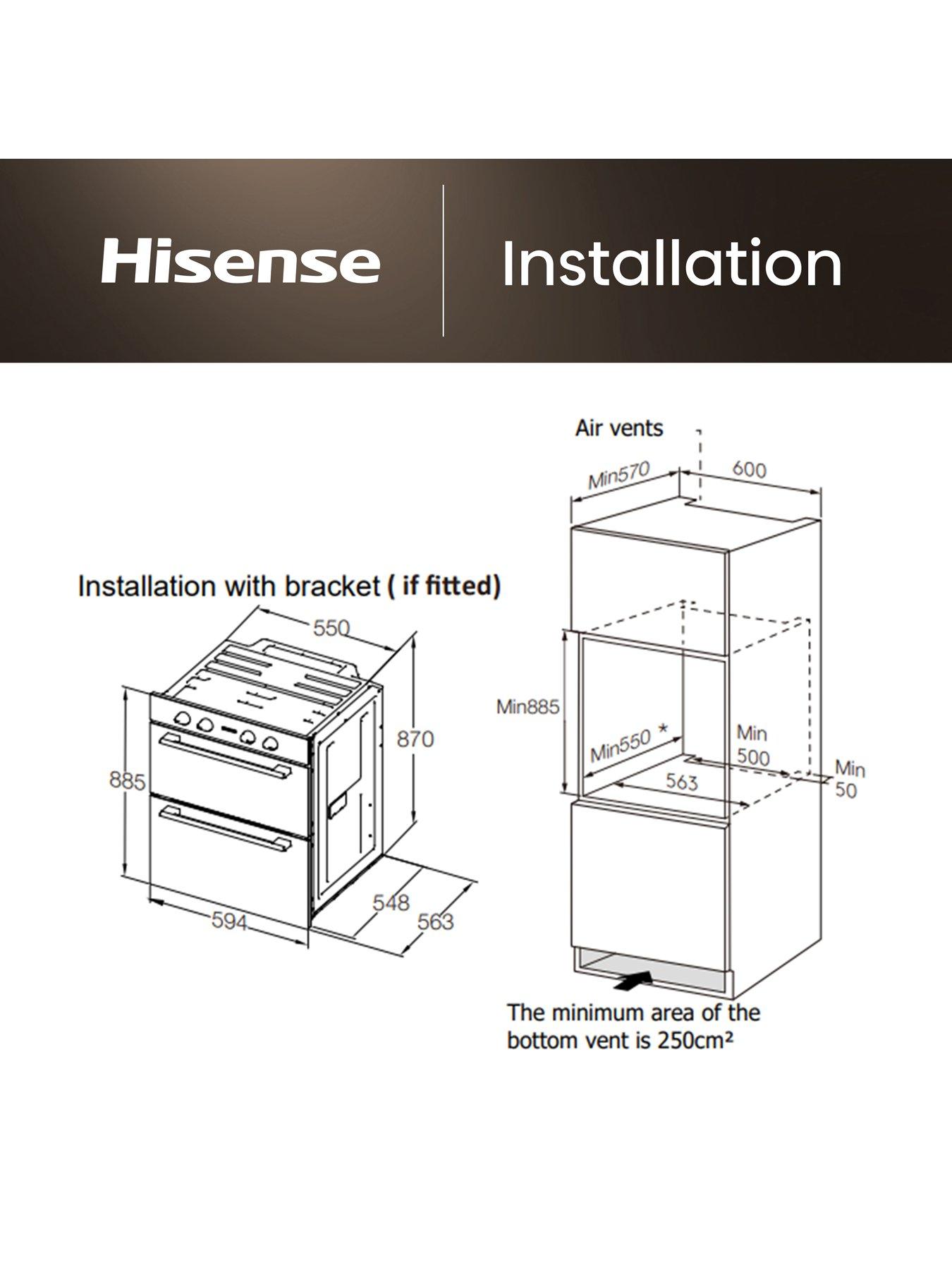 Image 6 of 7 of Hisense Hi6 BID914221ADBG 72/38L Built In Double Oven with Enamel Liners - Black