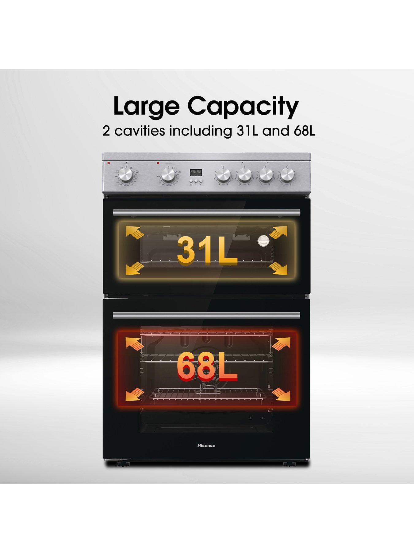 Image 2 of 7 of Hisense HDE3211BXUK Ceramic Freestanding 60cm Electric Cooker - Stainless Steel