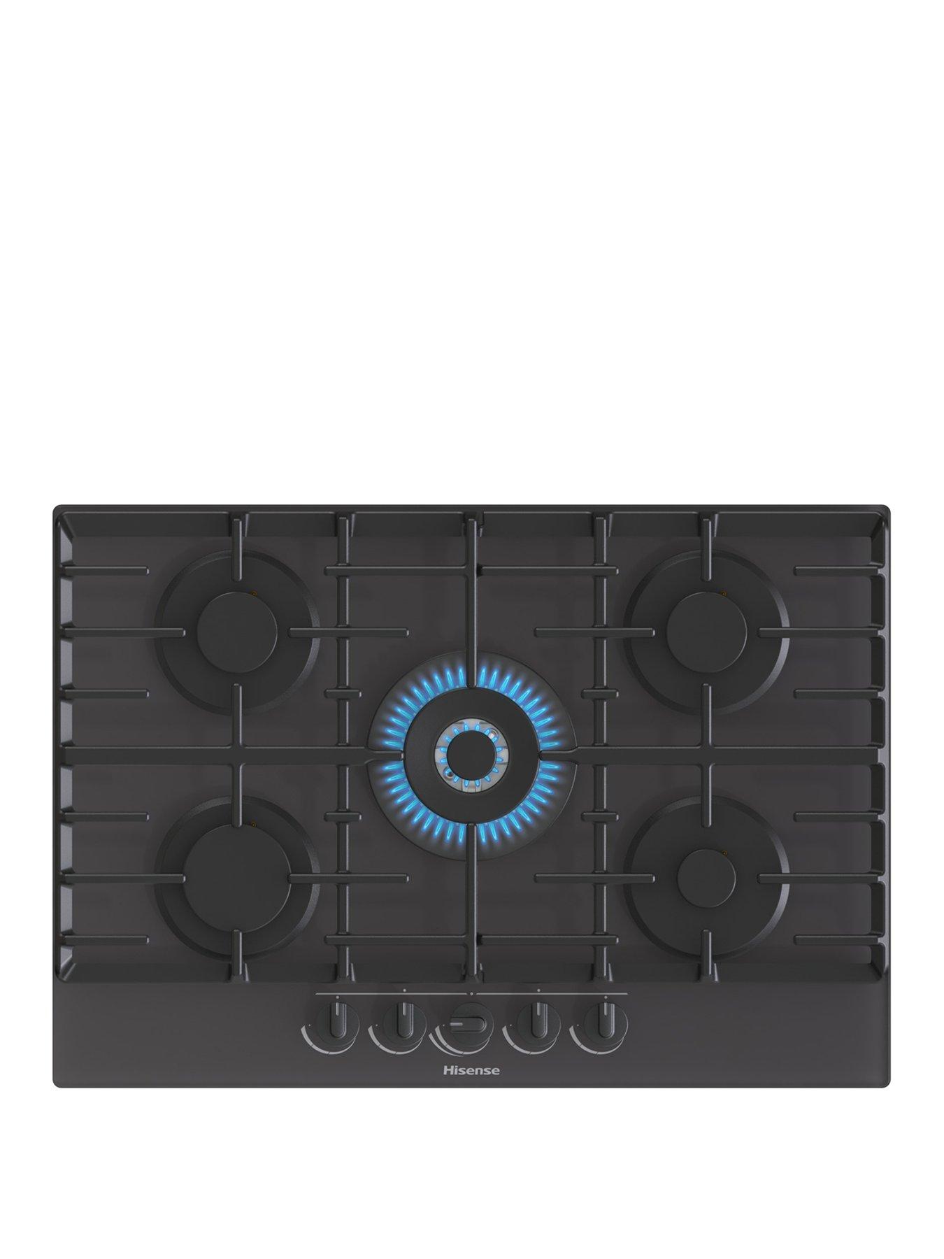 undefined GG773B Gas on Glass, 75cm Gas Hob - Black