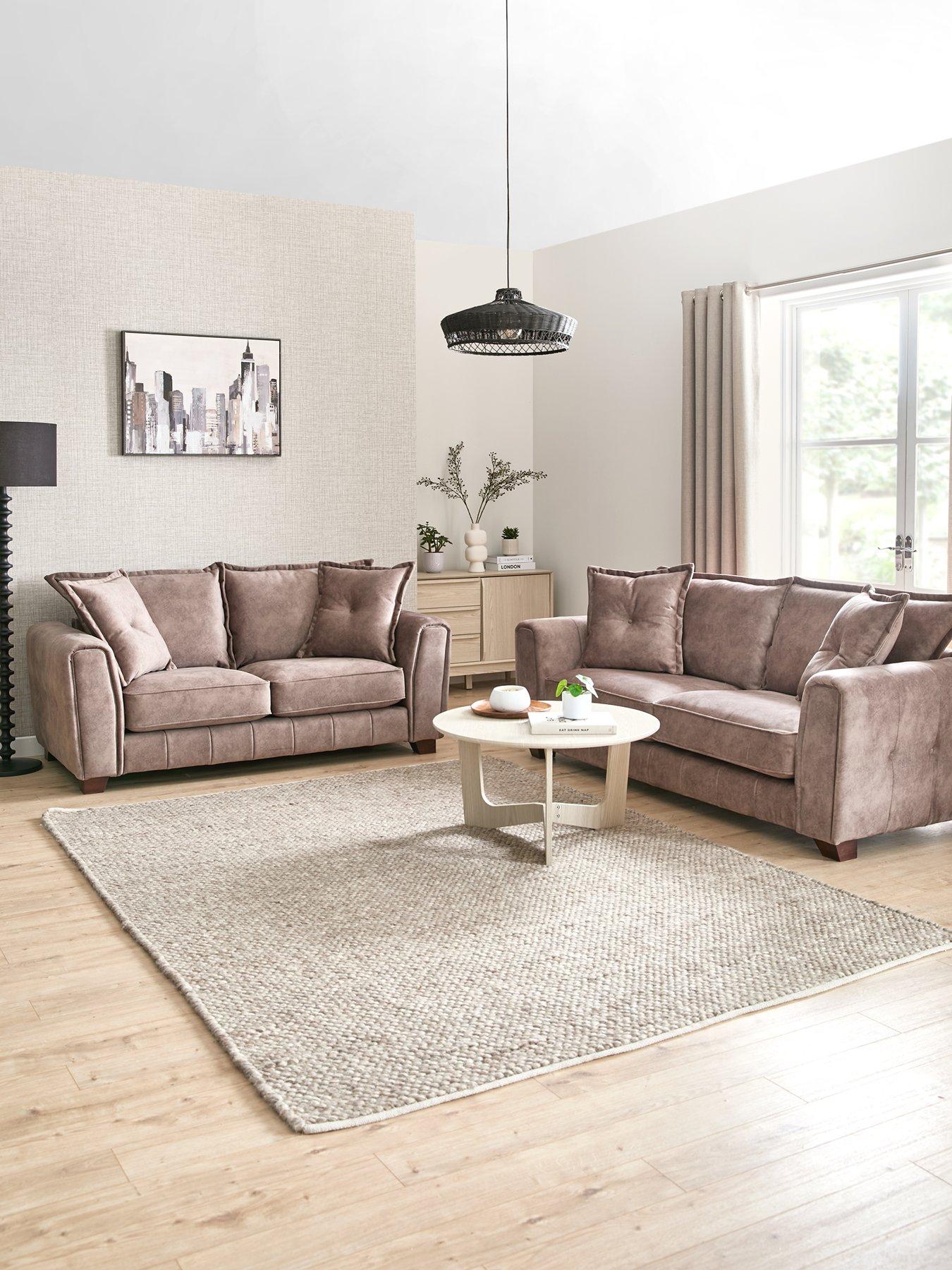 Product photograph of Very Home Avanti 3 Seater 2 Seater Fabric Sofa Set Buy Amp Save - Chocolate - Fsc Reg Certified from very.co.uk