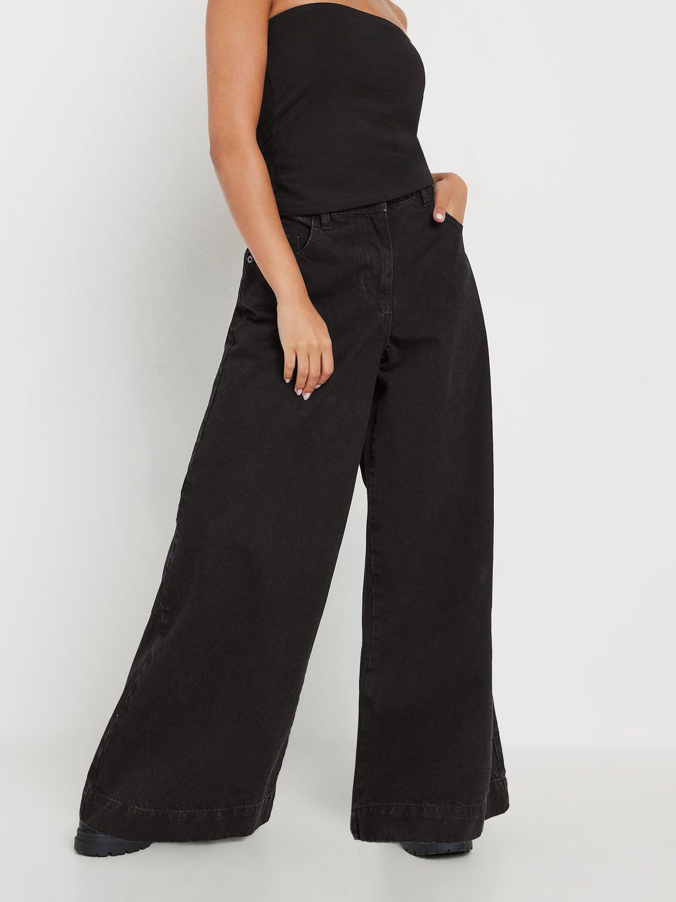 Image 1 of 4 of PixieGirl Petite Super Wide Jean - Black
