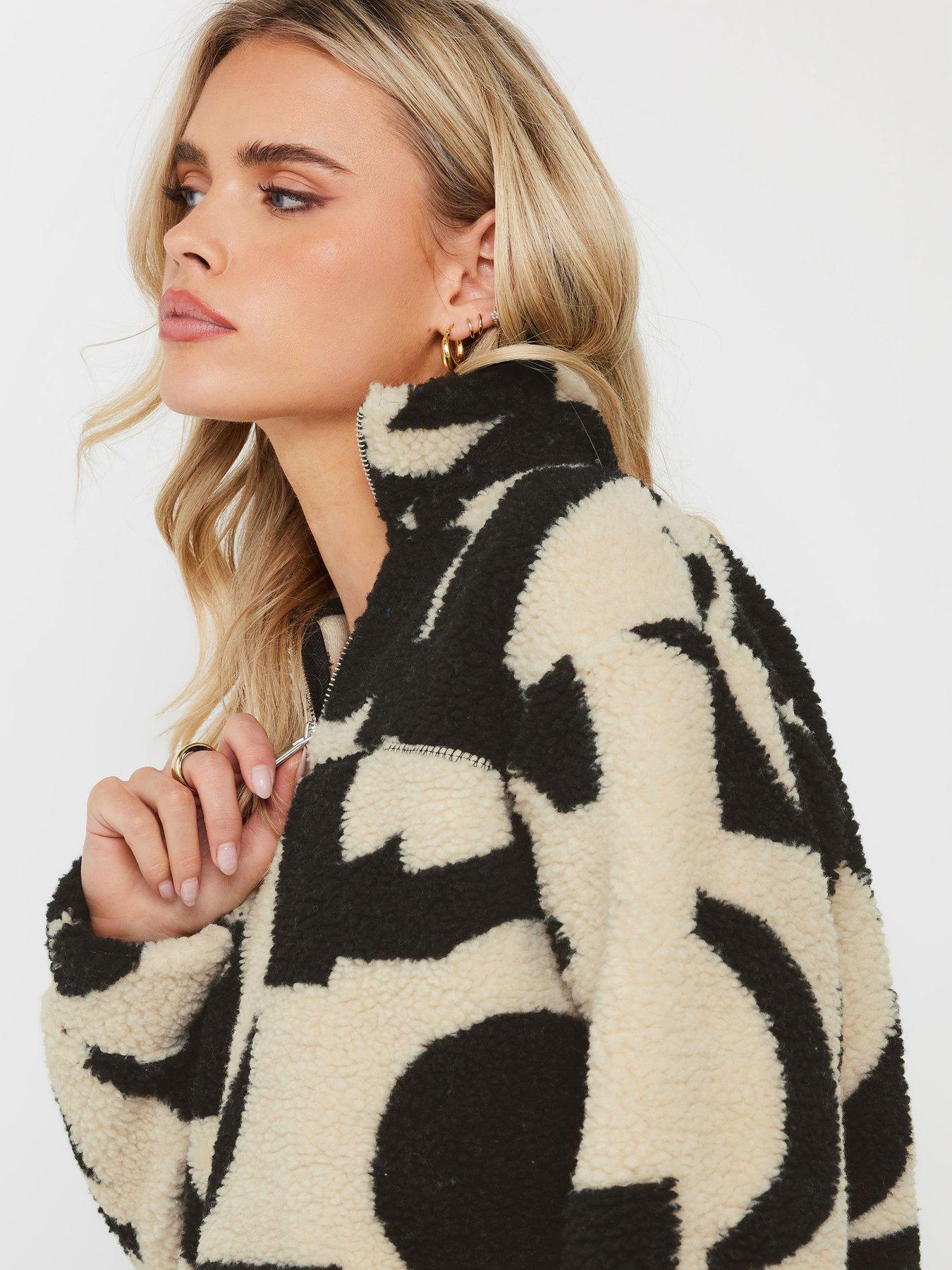 PixieGirl Petite Abstract Half Zip Fleece Black Very