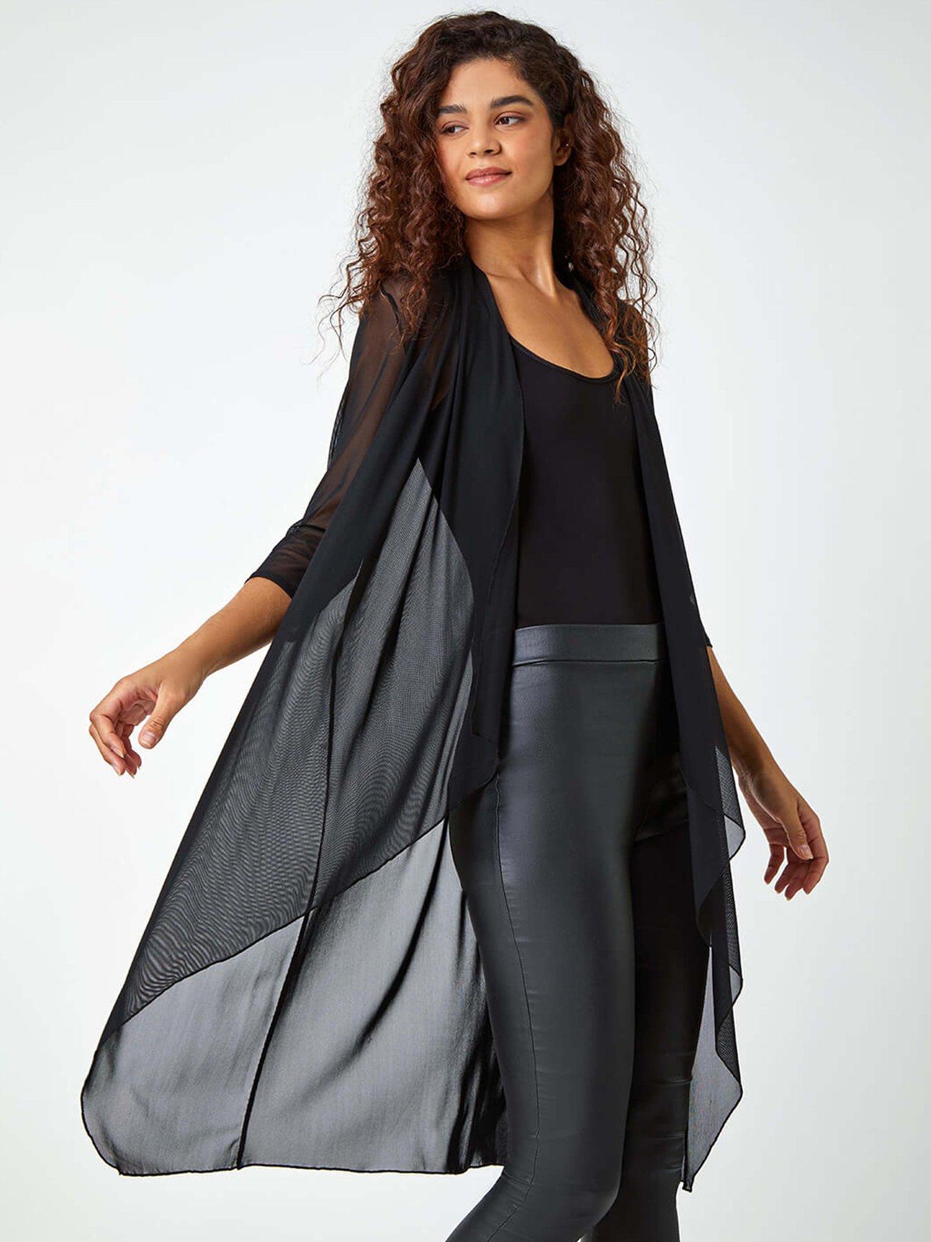 roman-34-sleeve-mesh-longline-kimono-black