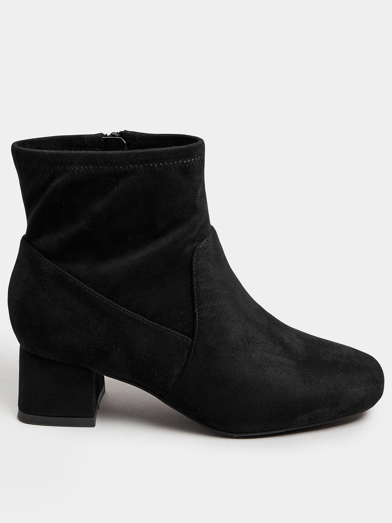 Yours Extra Wide Fit Block Heel Stretch Boot Black Very