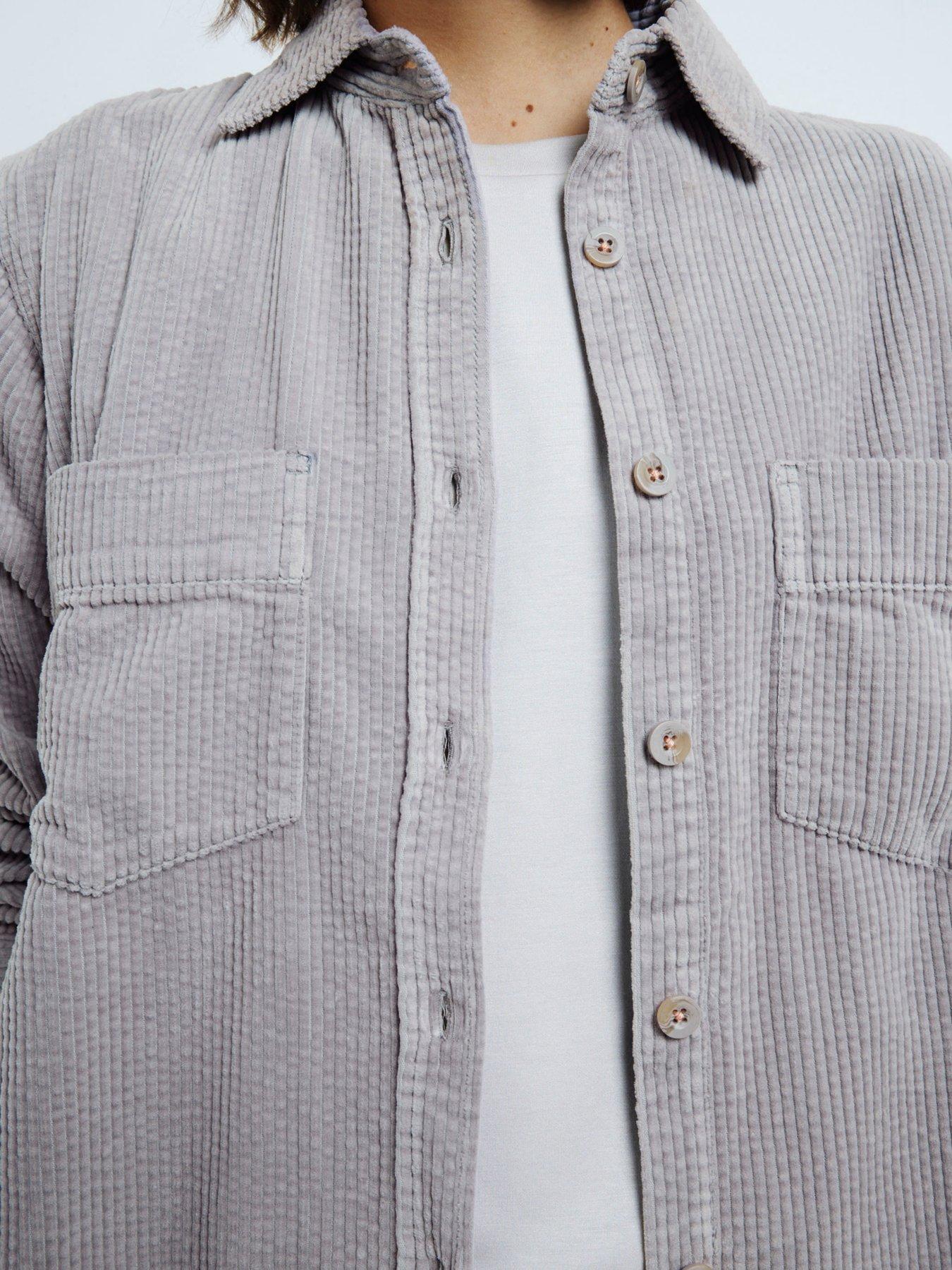 River Island Relaxed Corduroy Shirt Grey Very