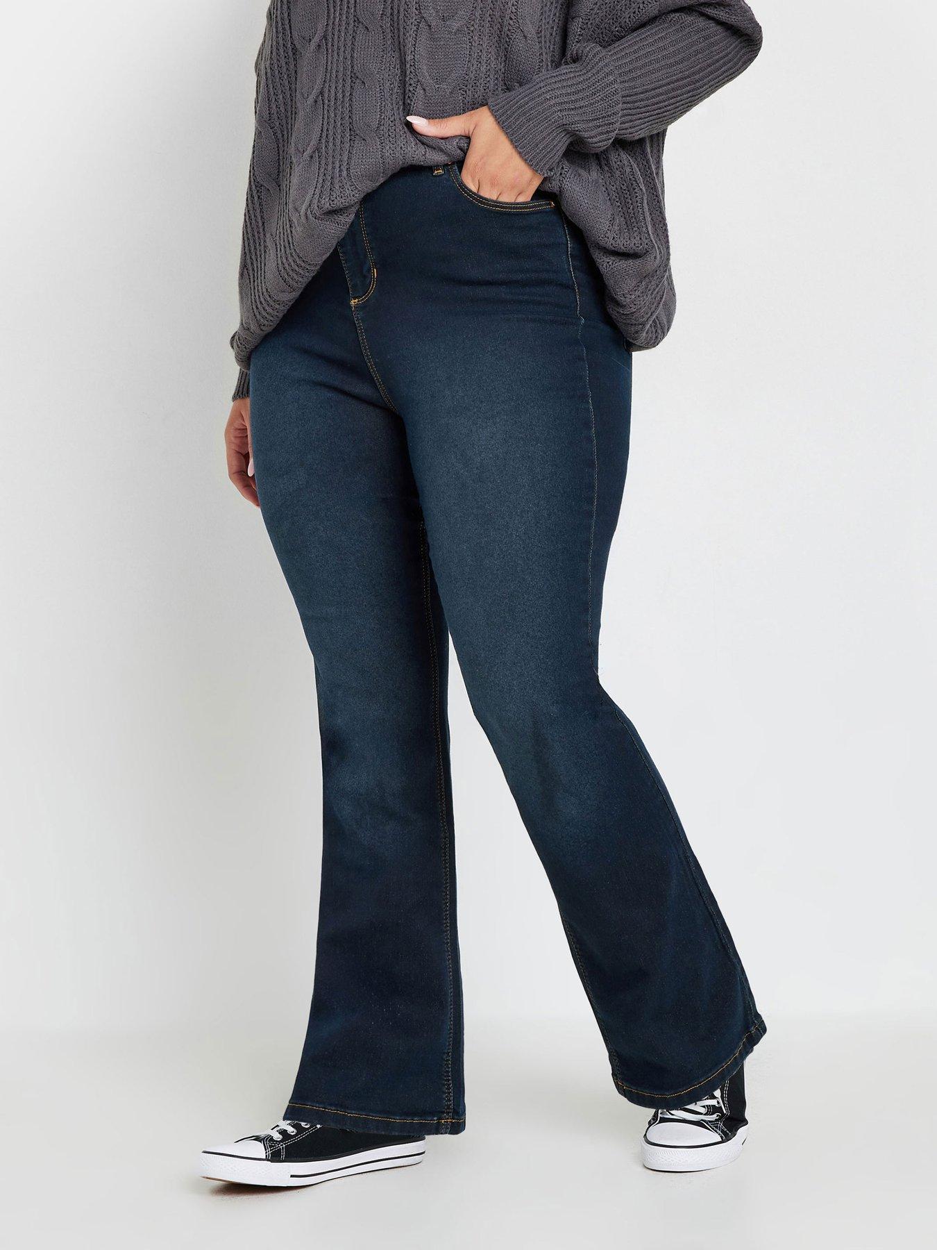 Image 1 of 4 of Yours Curve Dark Indigo Isla Bootcut Jeans 32" - Blue