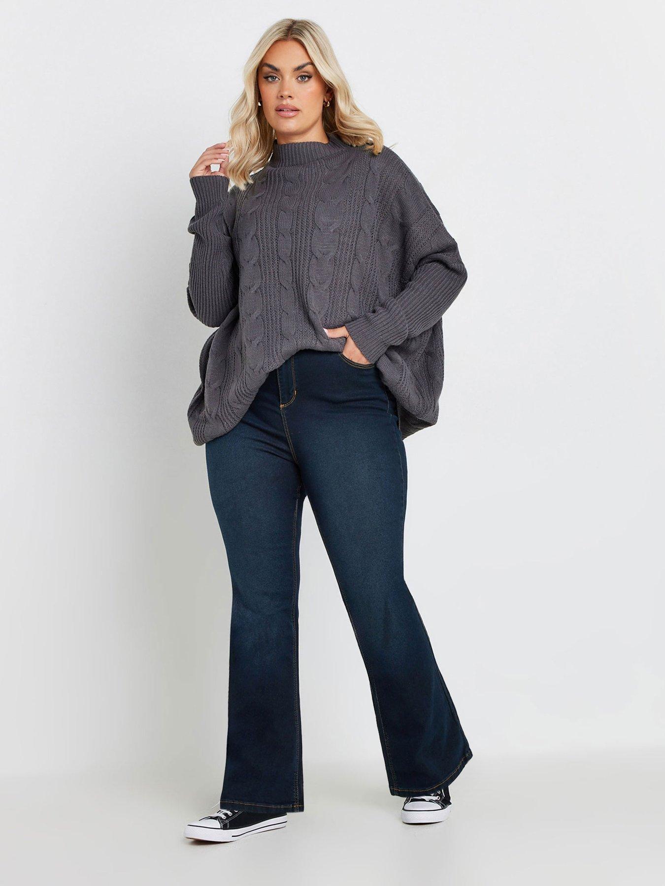 Image 3 of 4 of Yours Curve Dark Indigo Isla Bootcut Jeans 32" - Blue