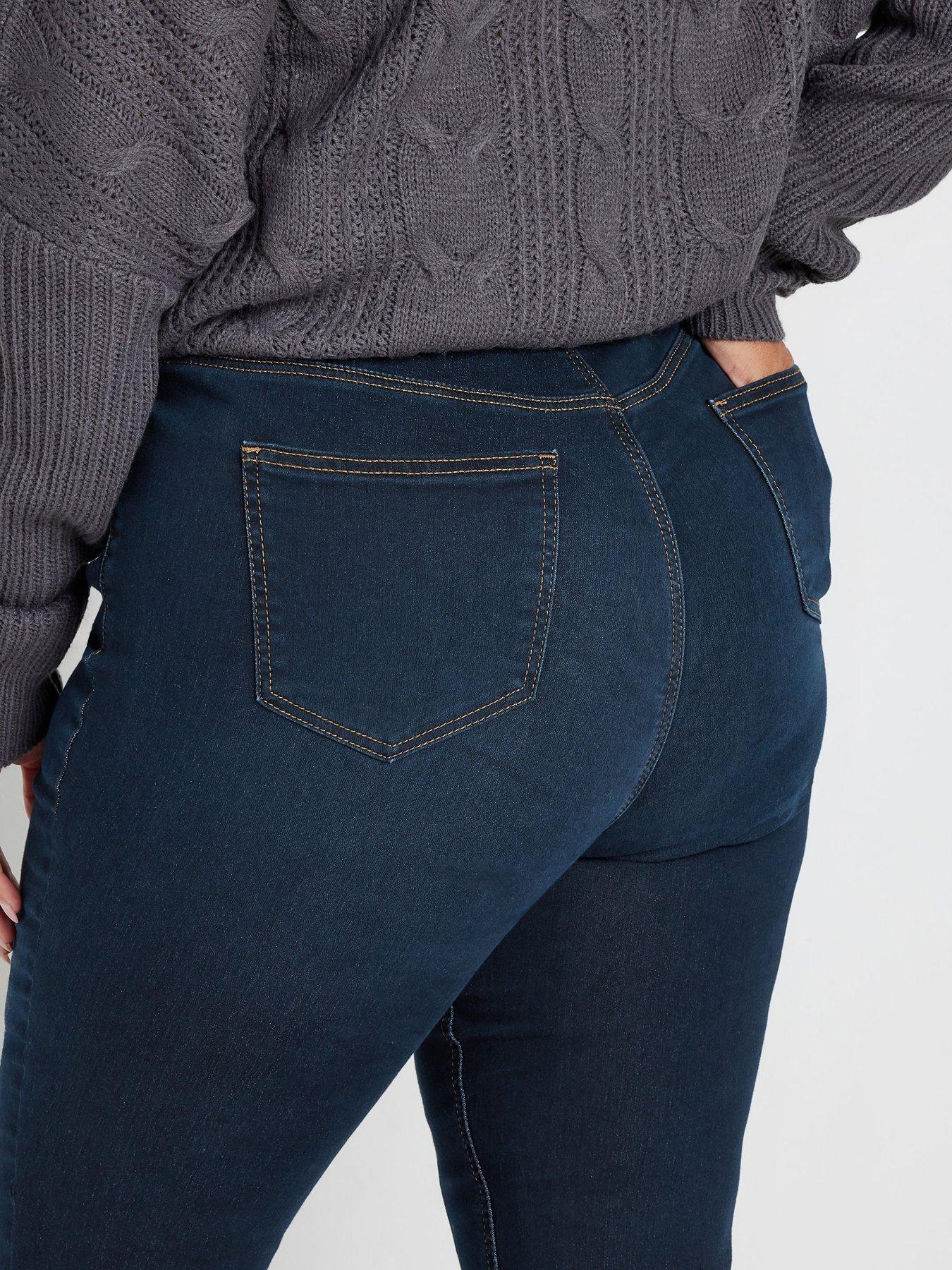 Image 4 of 4 of Yours Curve Dark Indigo Isla Bootcut Jeans 32" - Blue