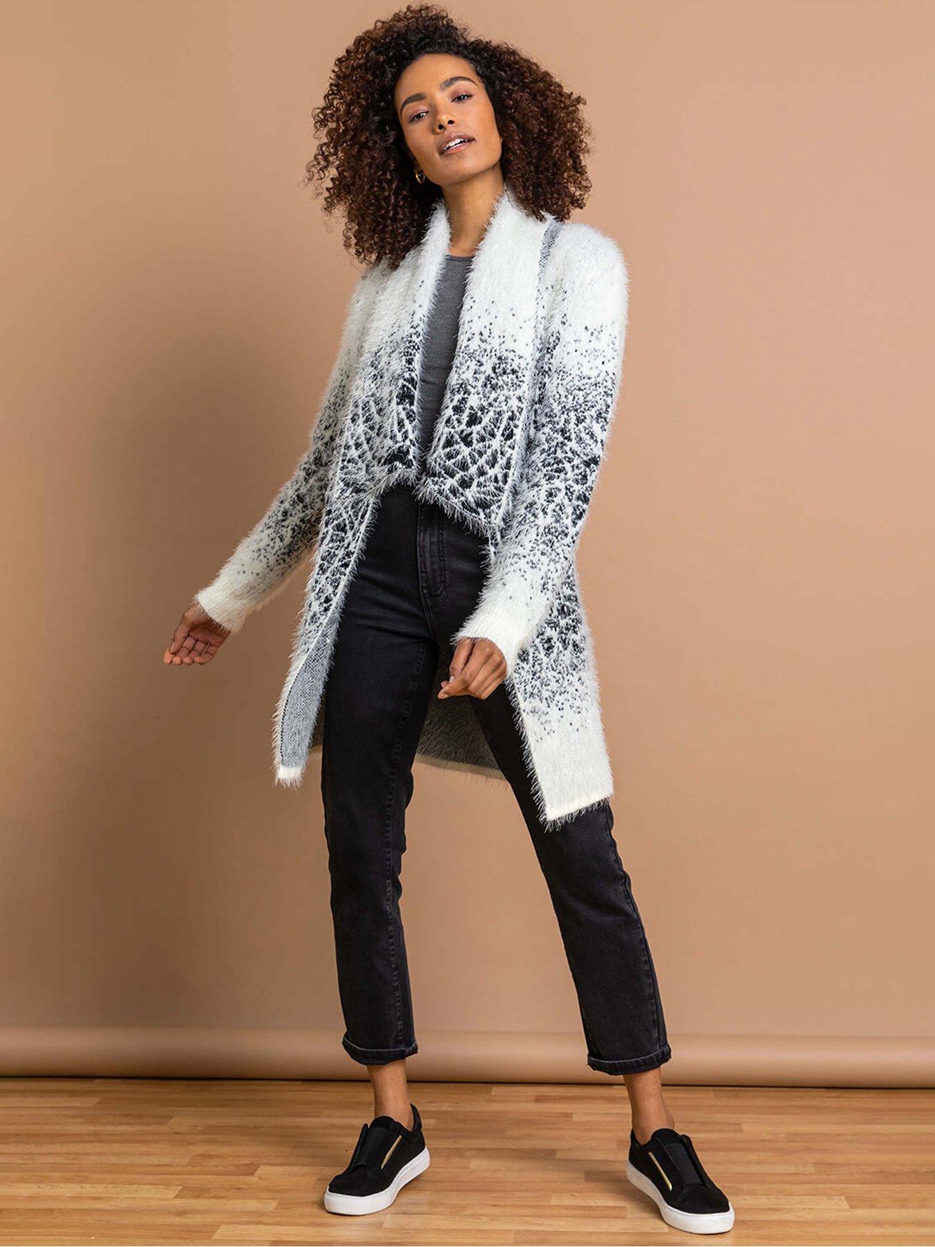 Fluffy cardigan white deals
