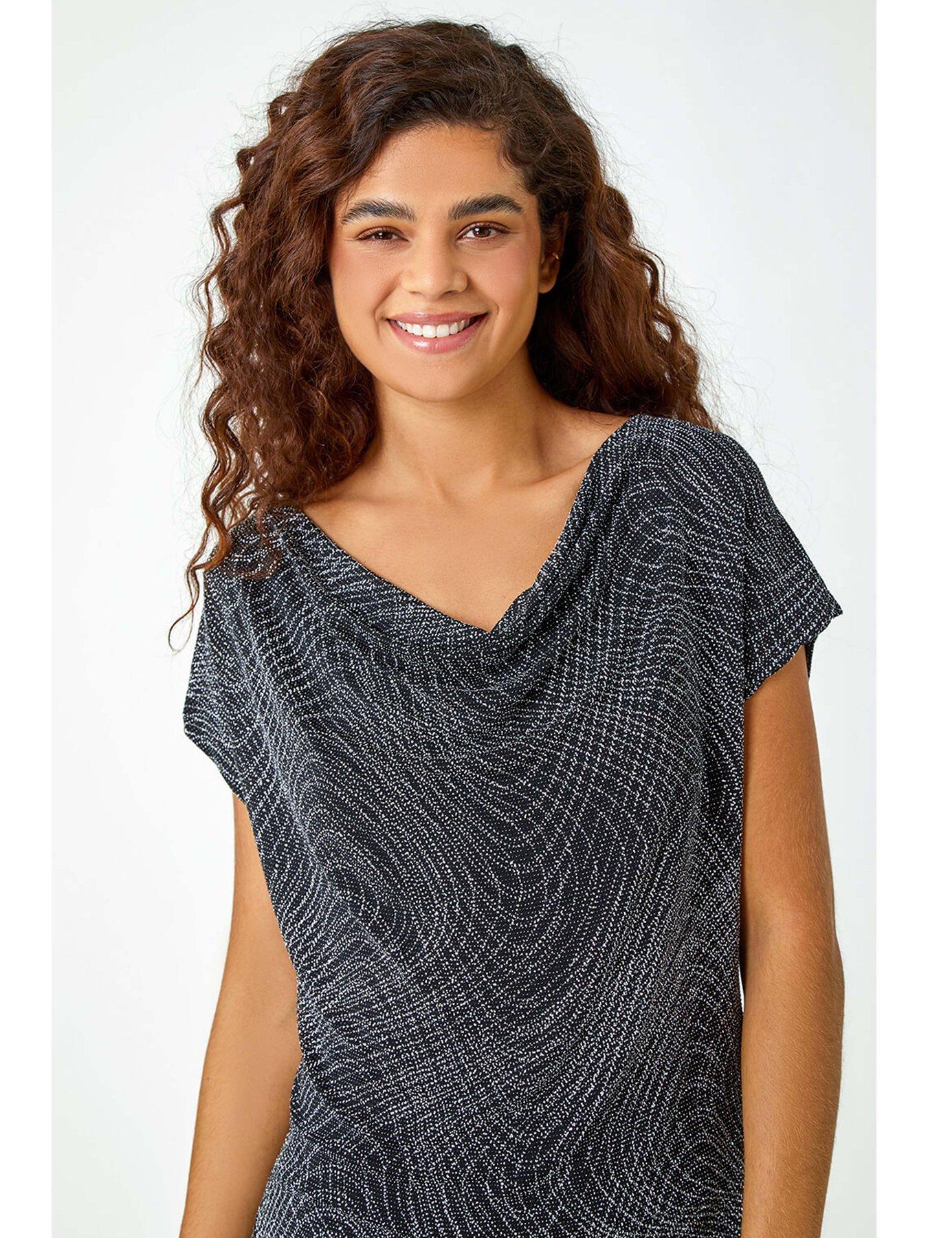 Roman Cowl Neck Vintage Top-Bust 32 to 36
