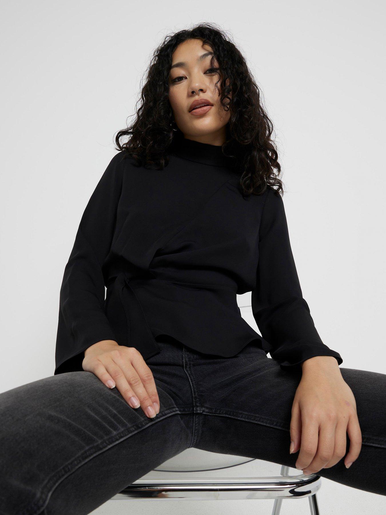 undefined Drape Front Top - Black