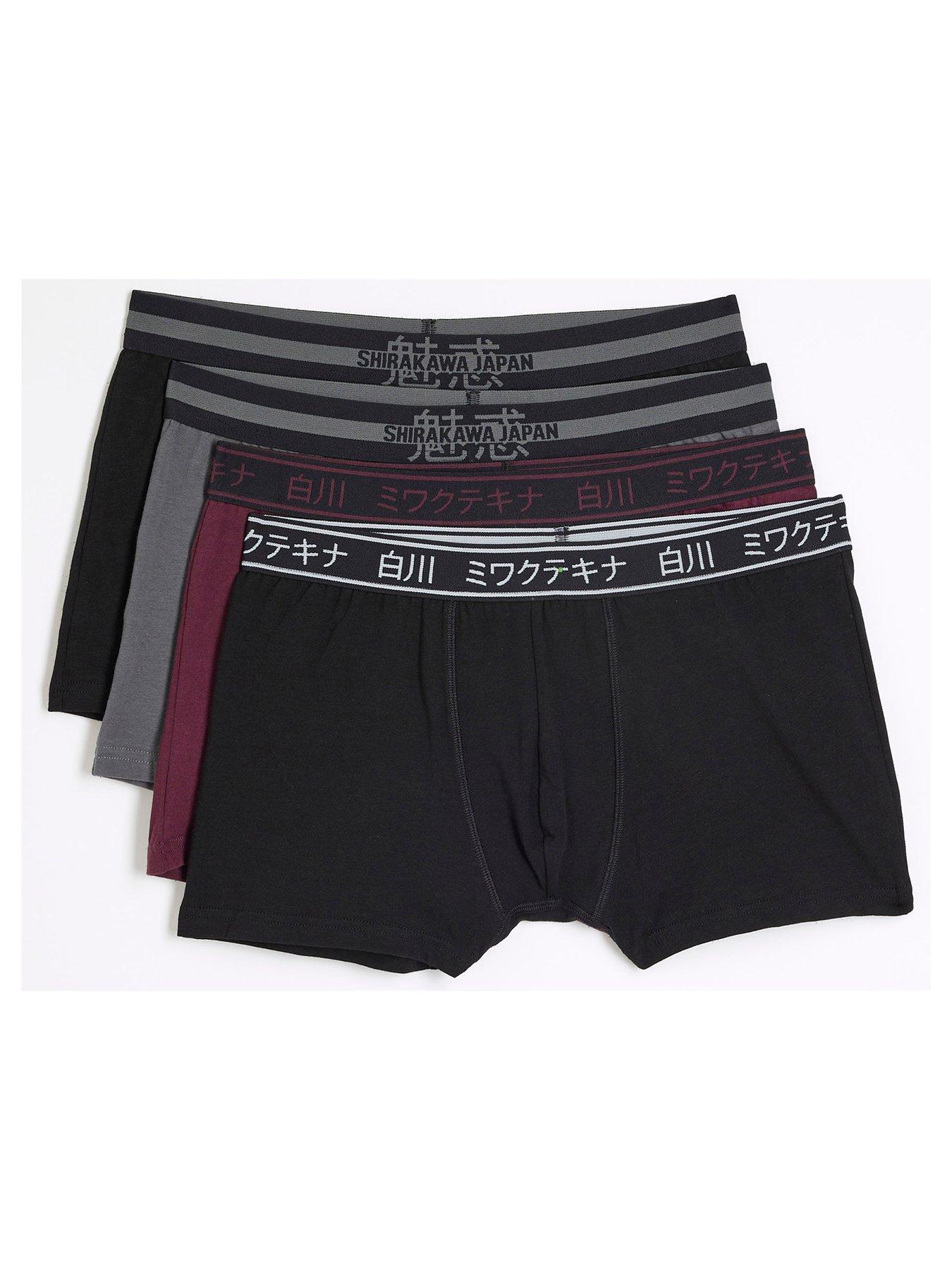 undefined Japanese 4 Pack Waistband Trunks - Black