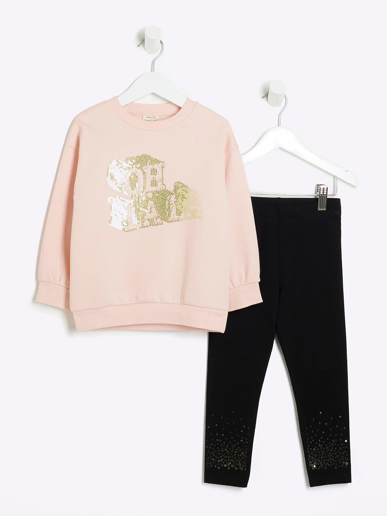undefined Mini Girls Oh La La Sweatshirt Set - Pink