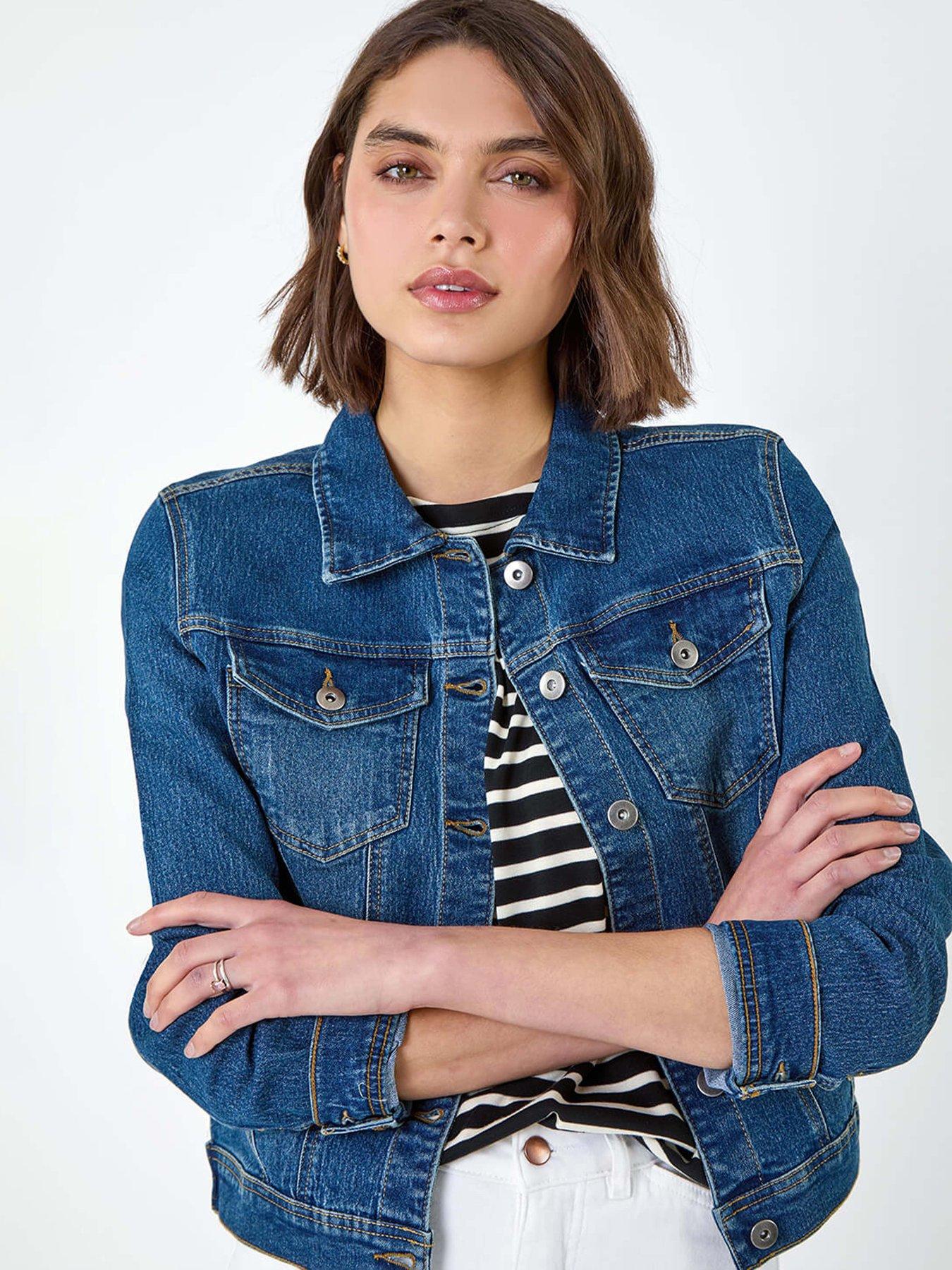 undefined Cotton Blend Stretch Denim Jacket - Indigo