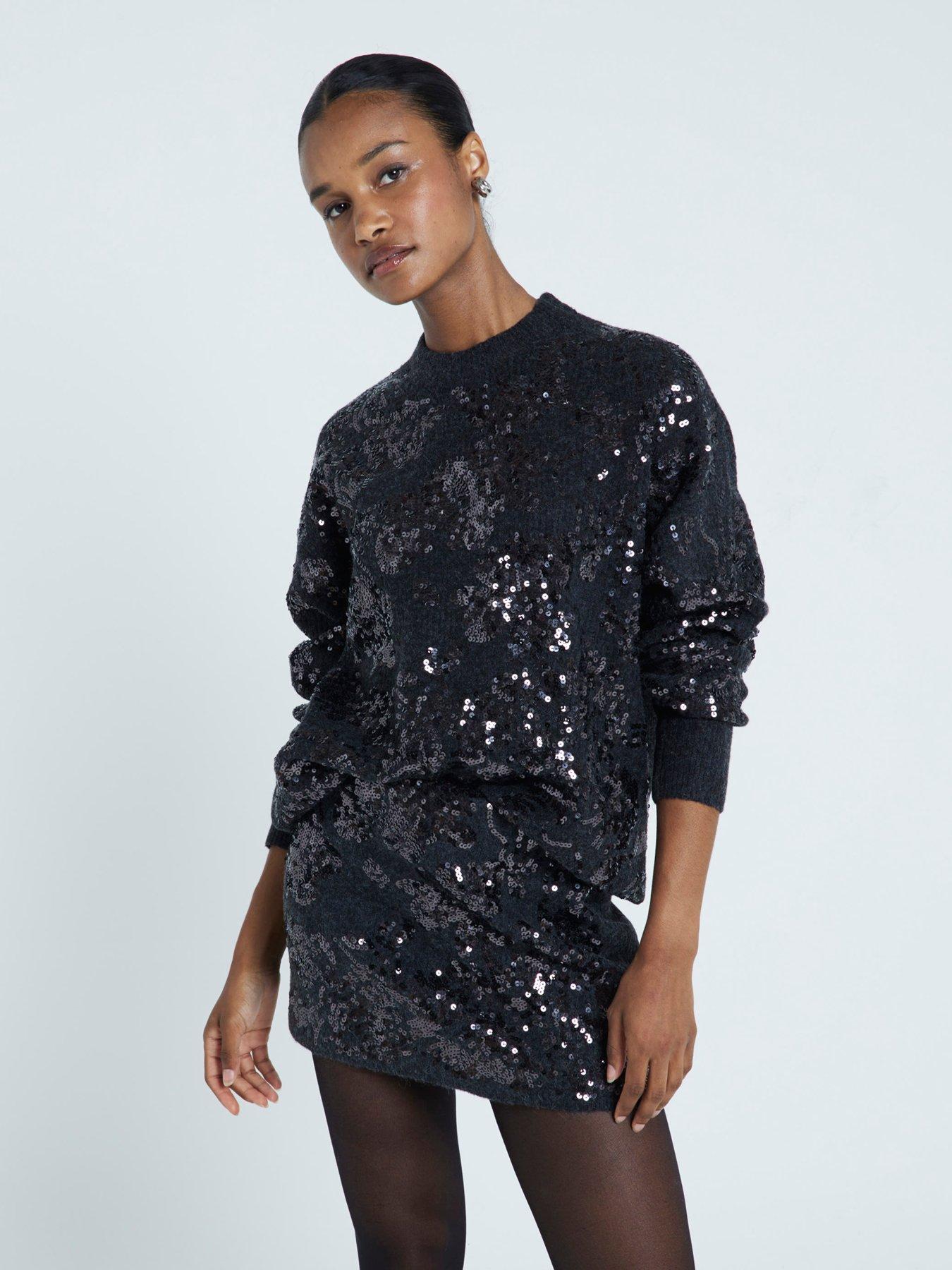 undefined Oversized Embellished Jumper - Dark Grey