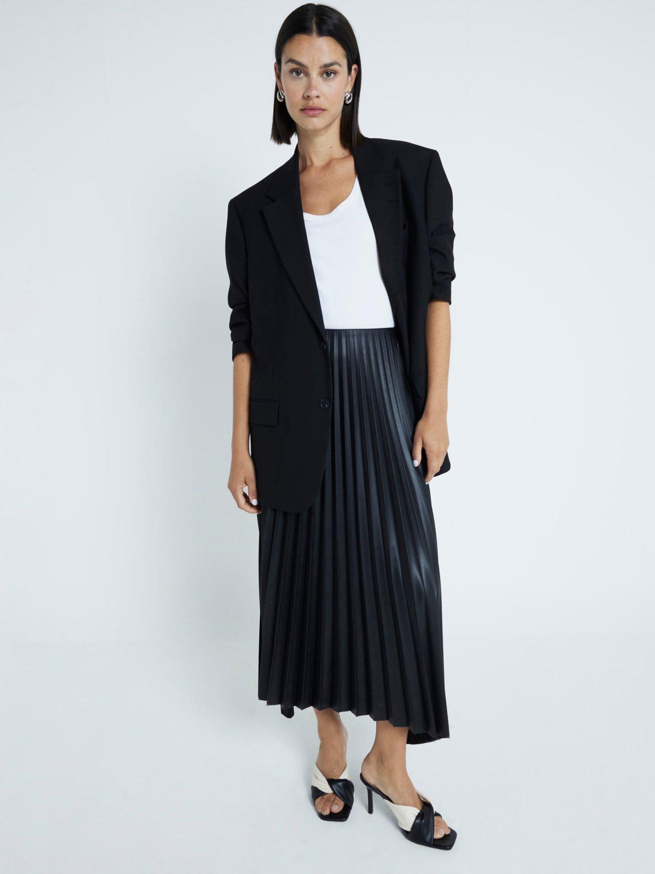 undefined Pleated Midi Skirt - Black