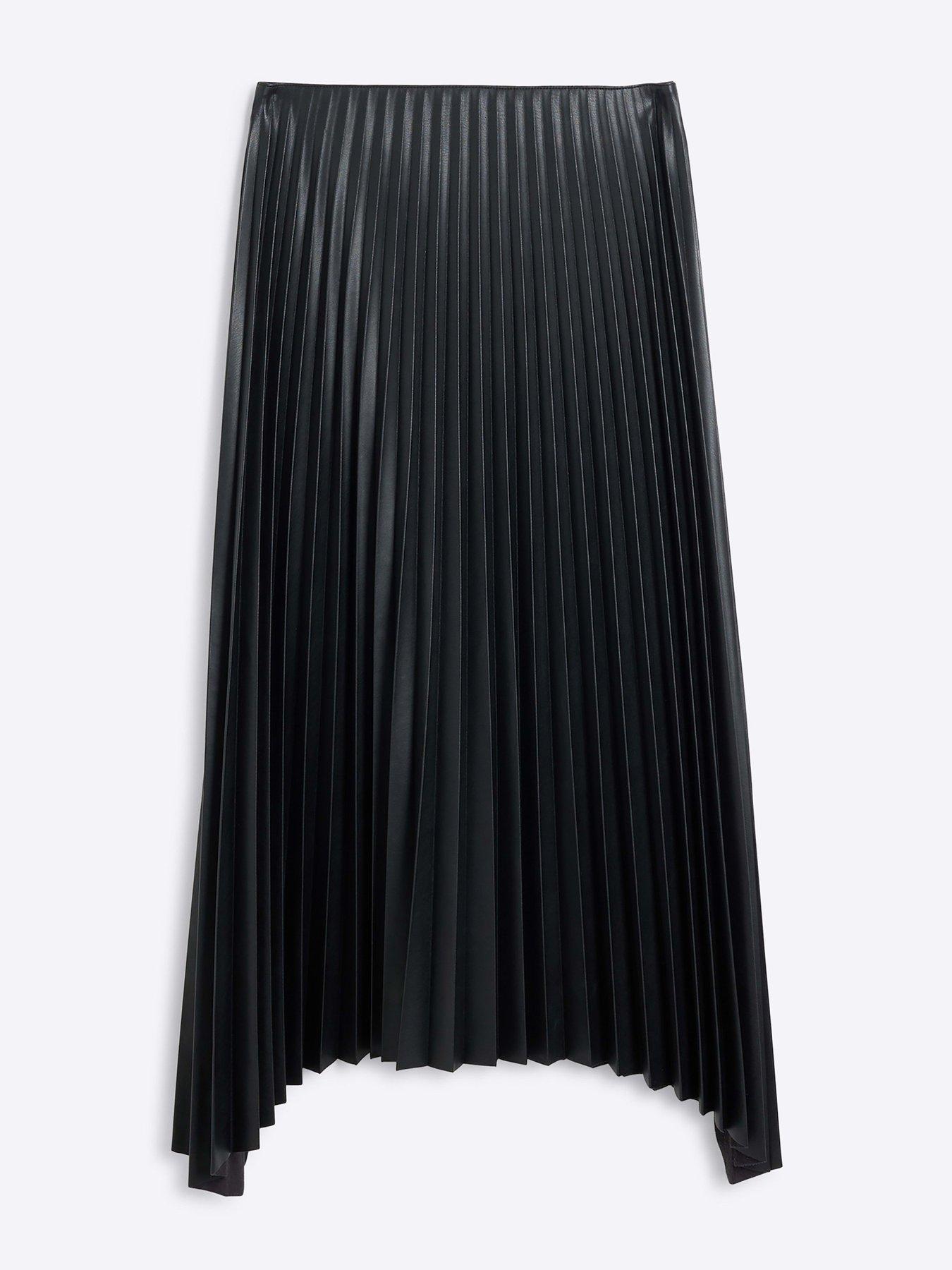 River Island Pleated Midi Skirt Black Very