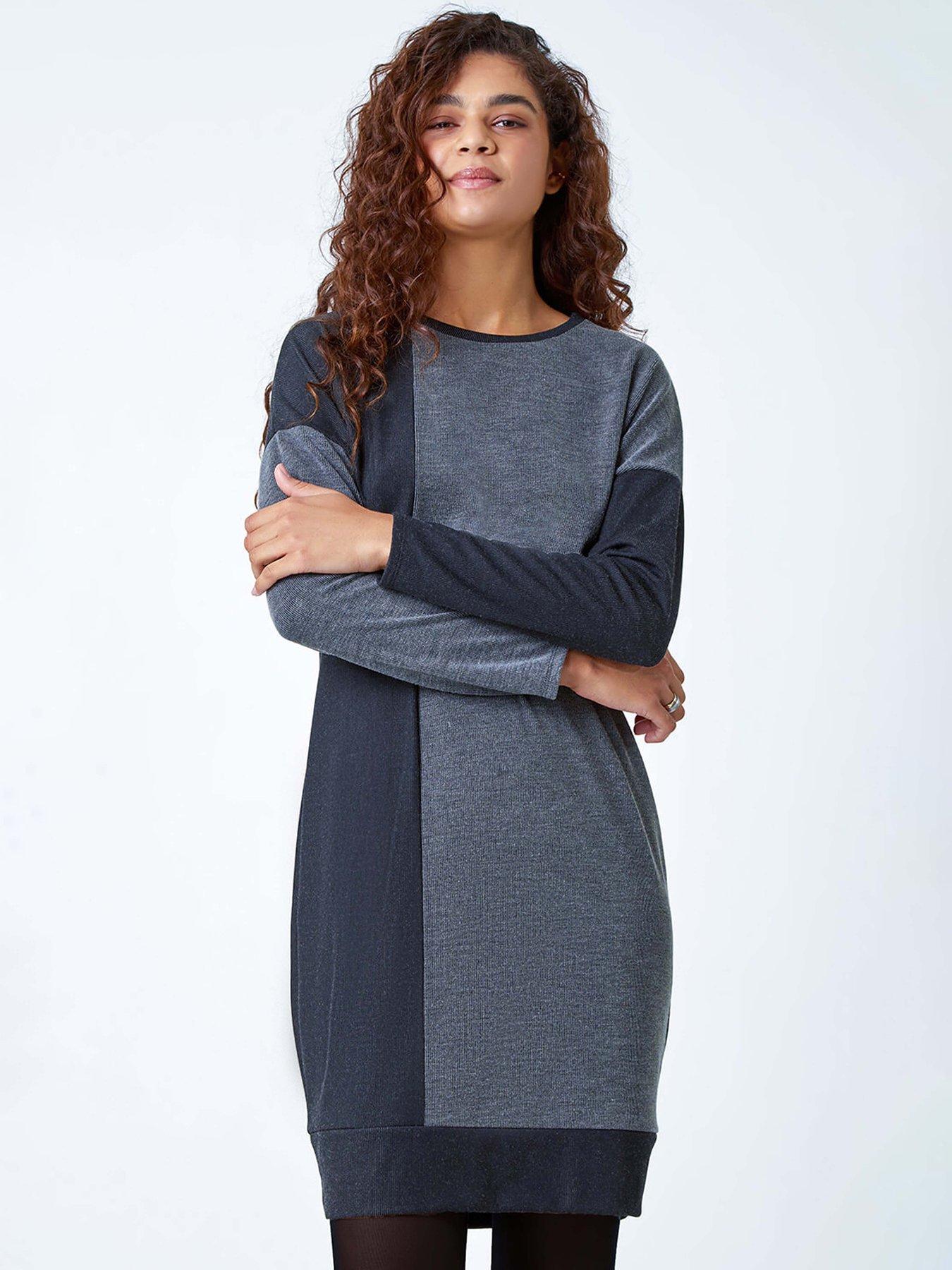 Roman Colour Block Stretch Jumper Dress Grey Very