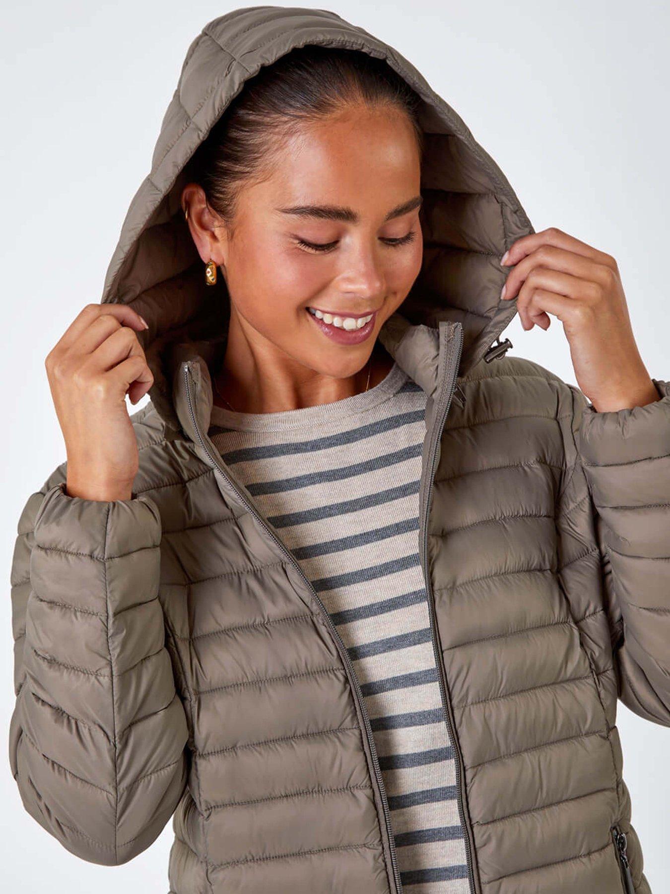 Roman Petite Quilted Longline Padded Coat Taupe Very