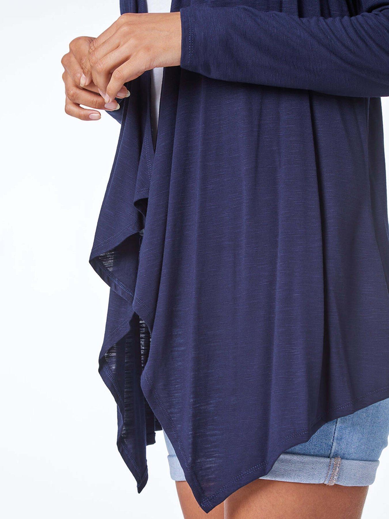Image 5 of 5 of Roman Waterfall Front Jersey Cardigan - Navy