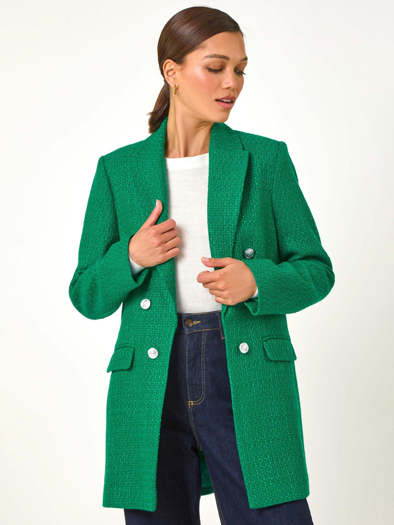 Tailored Longline Boucle Jacket Green