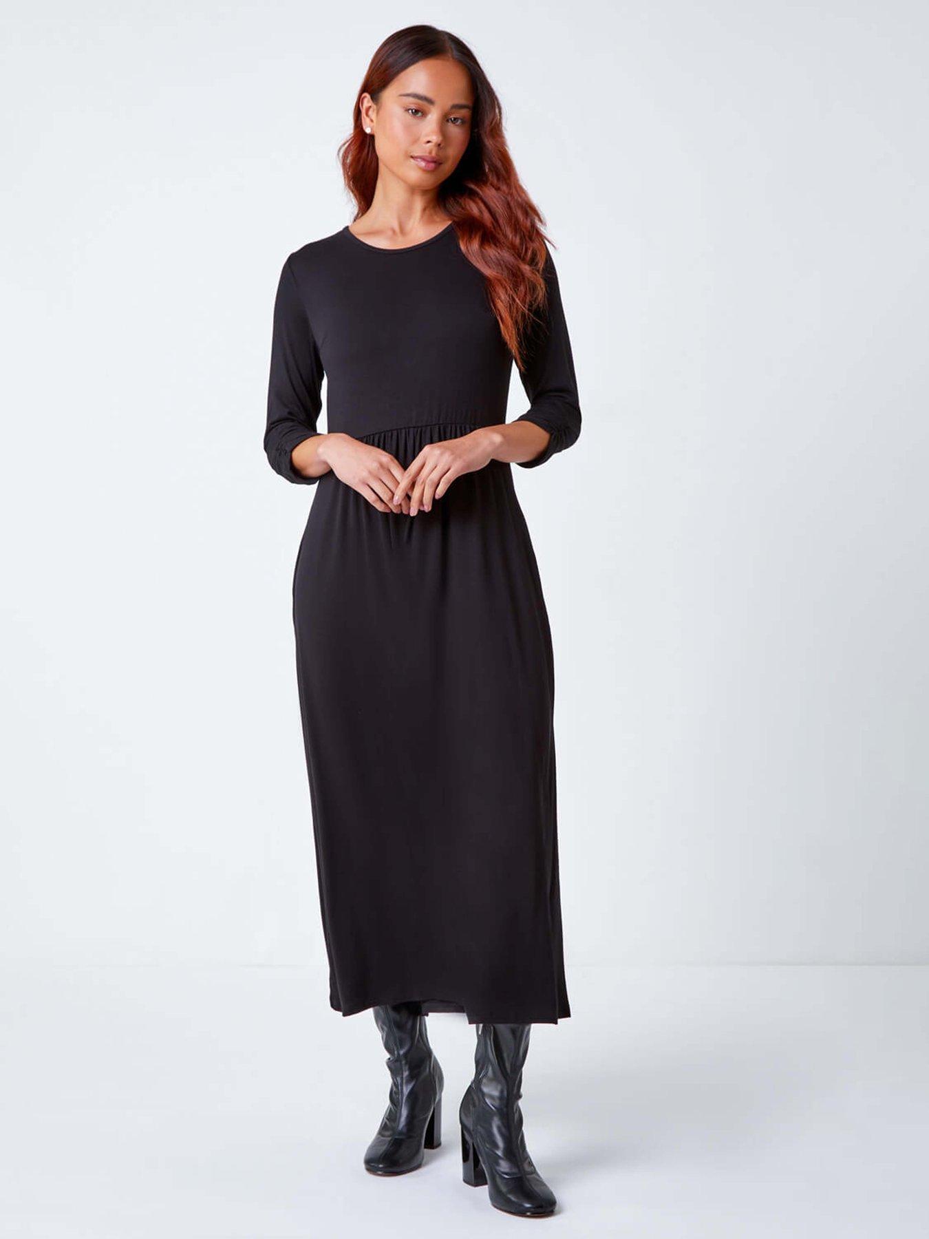 Petite Stretch Jersey Midi Dress Black