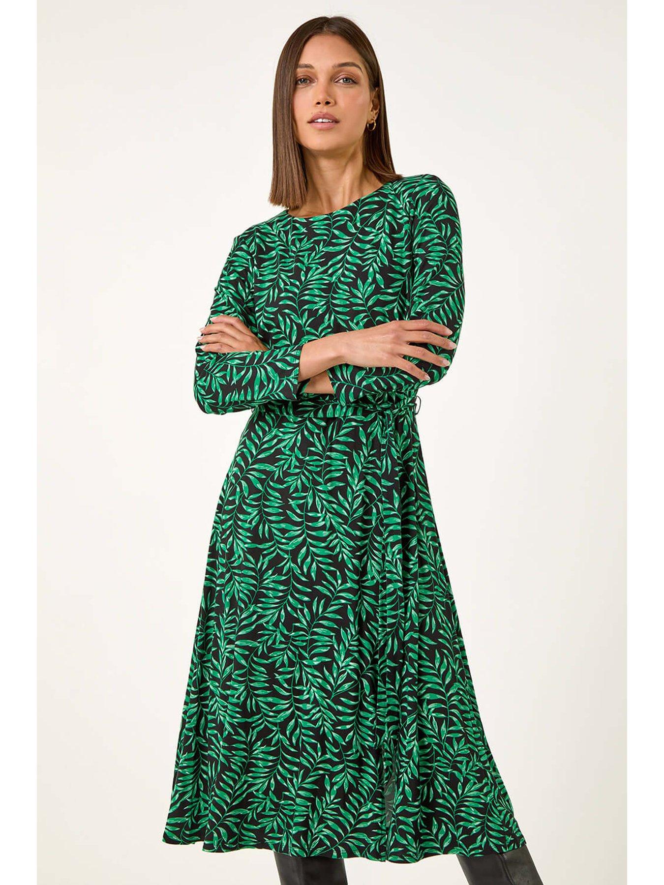 Roma Green Cotton Cheesecloth Dress