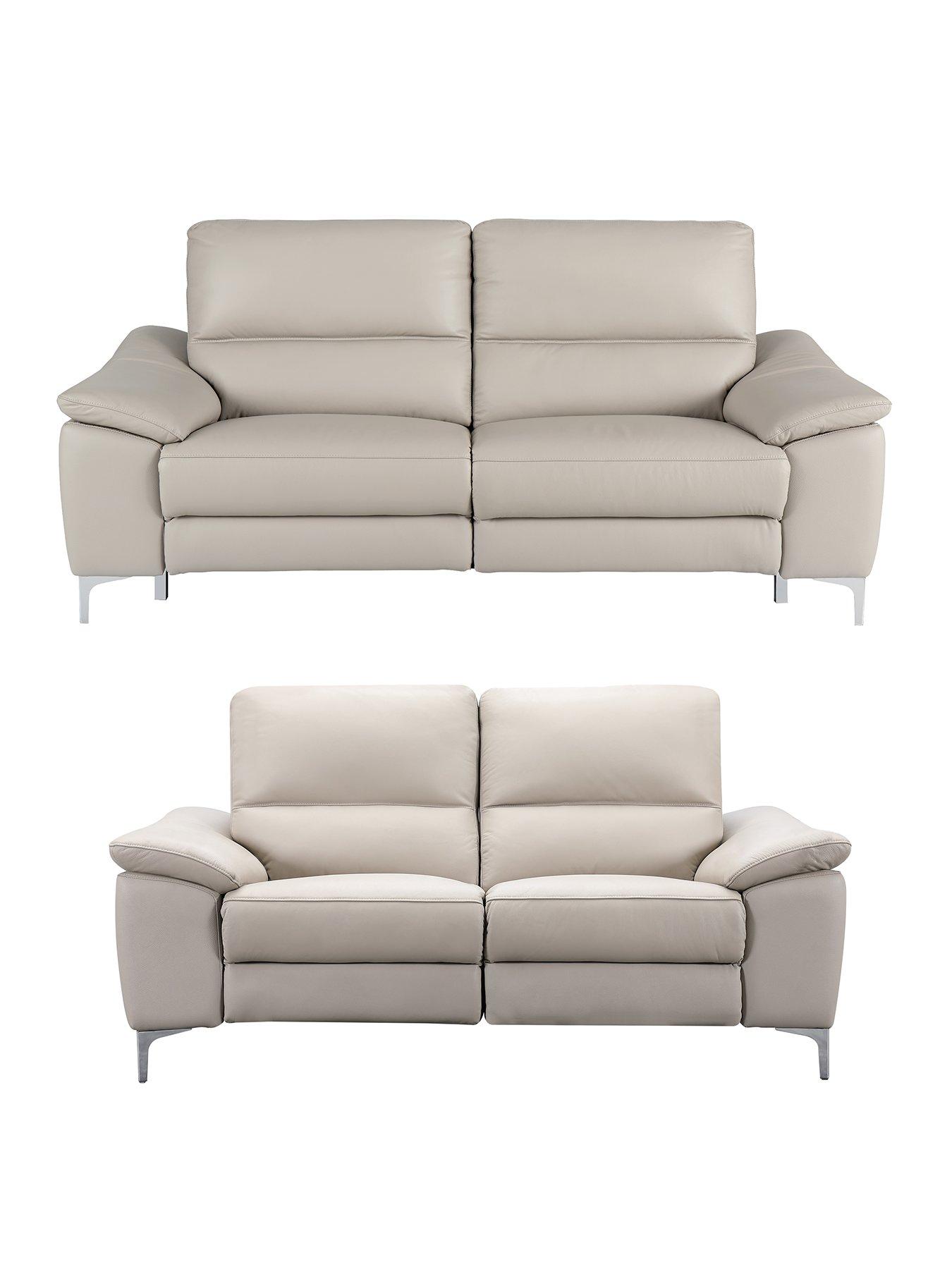 Product photograph of Very Home Pavilion 3 2 Seater Leather Power Recliner Sofa from very.co.uk