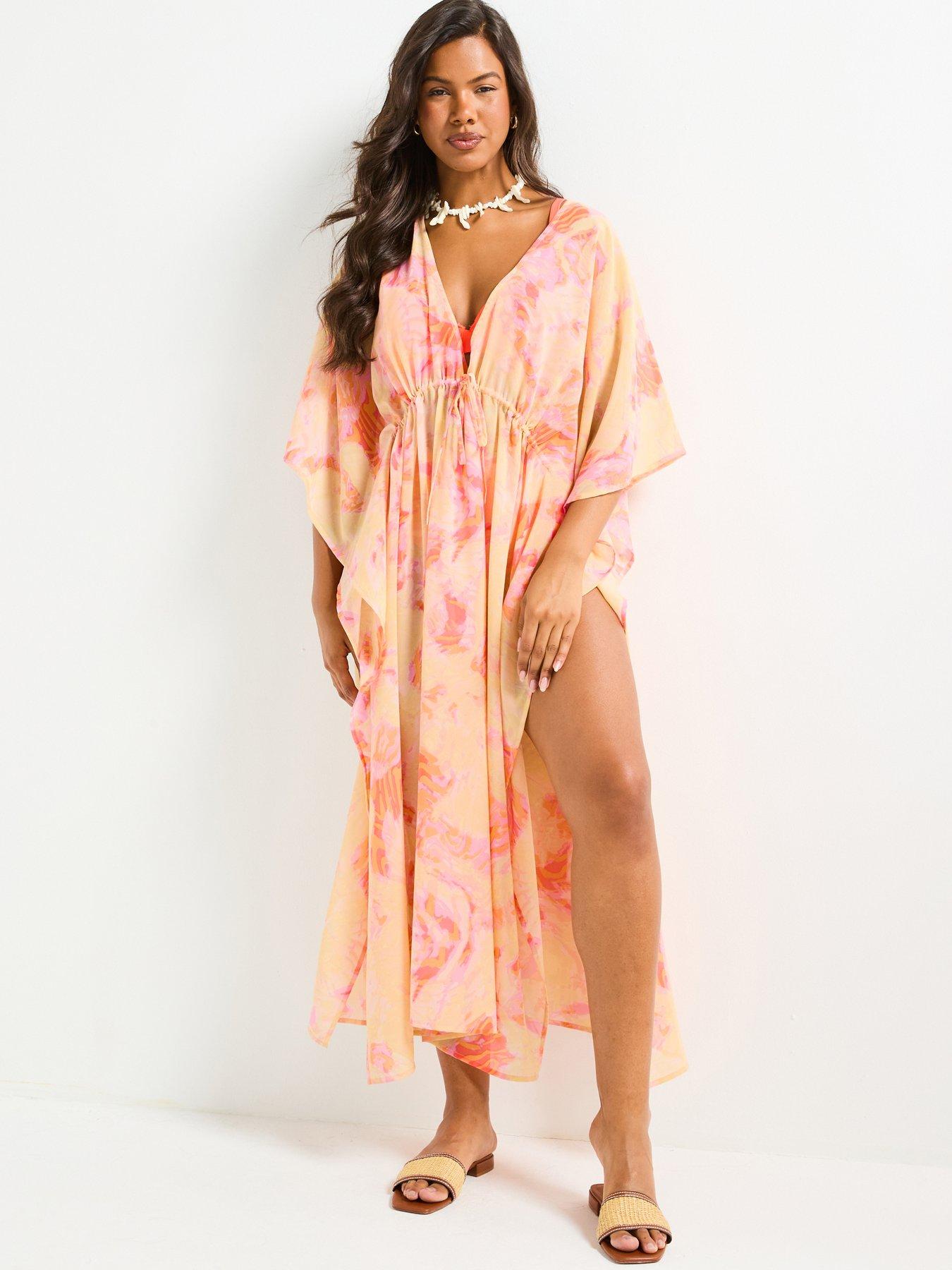 Image 1 of 4 of V by Very Tie Waist Maxi Kaftan