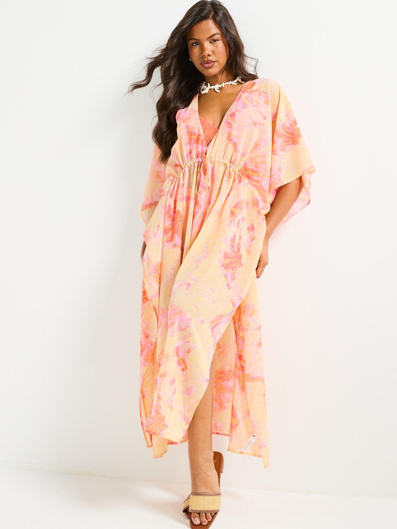 Image 3 of 4 of V by Very Tie Waist Maxi Kaftan
