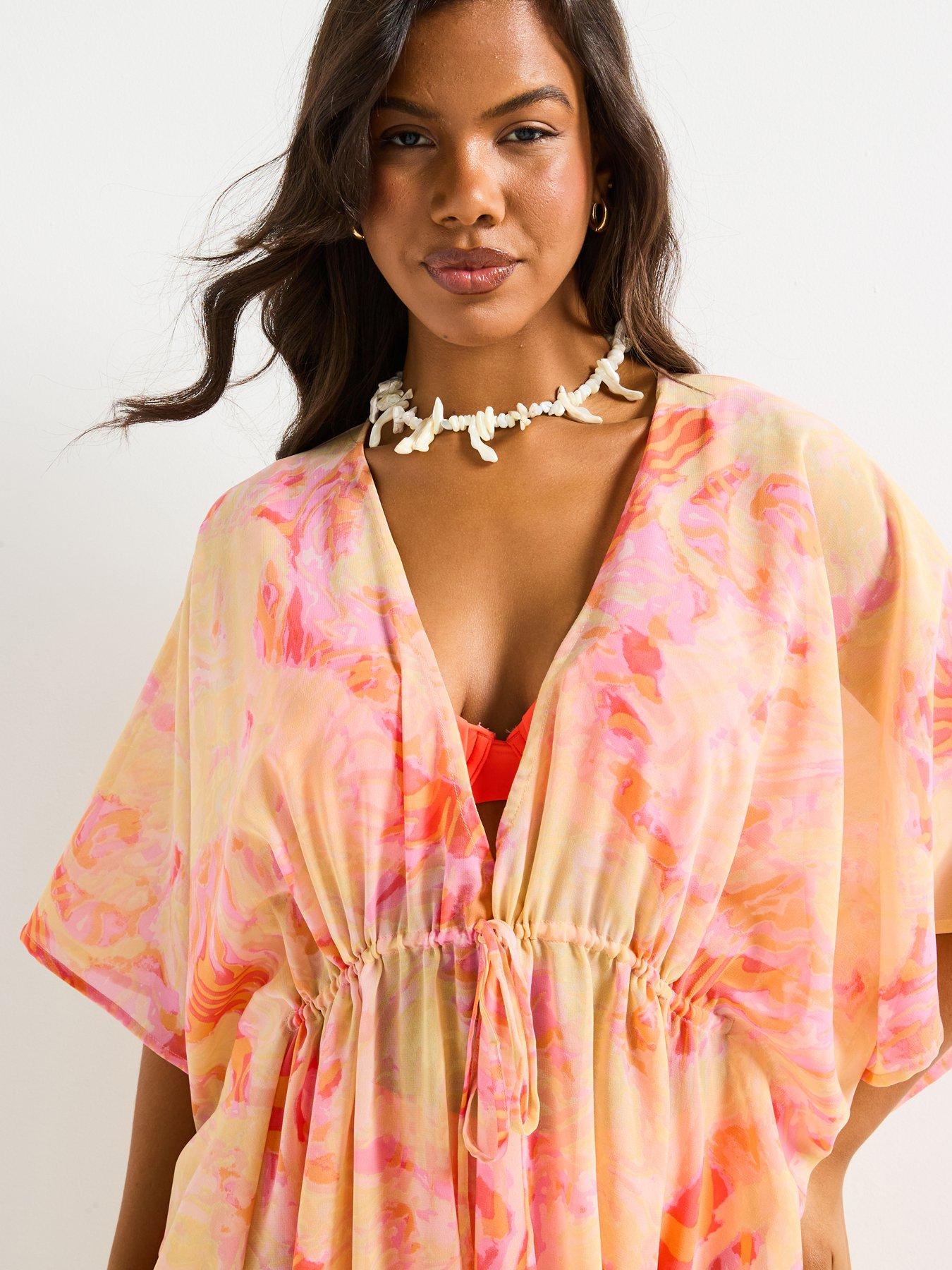 Image 4 of 4 of V by Very Tie Waist Maxi Kaftan