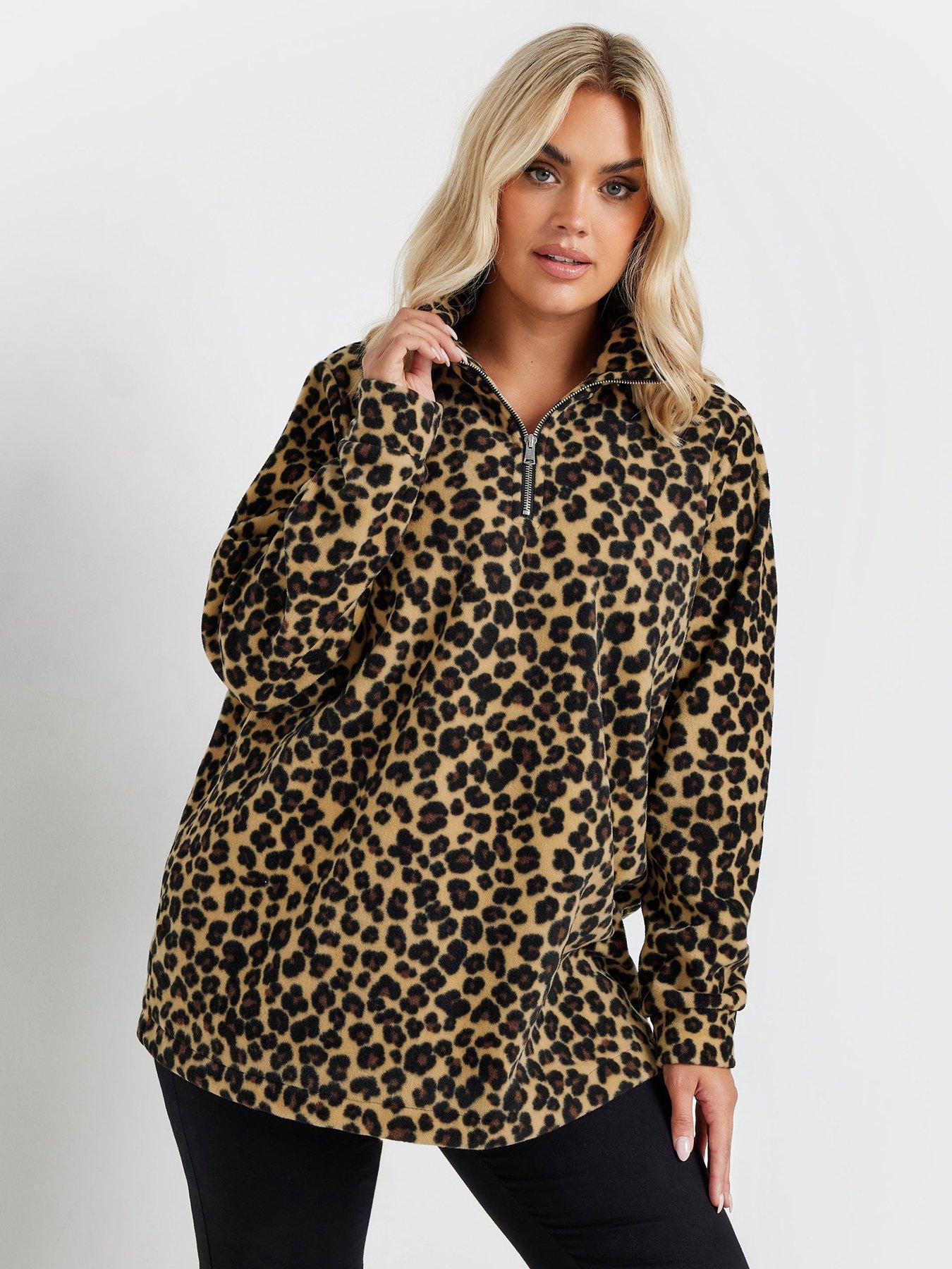 Curve Leopard Half Zip Fleece Jacket