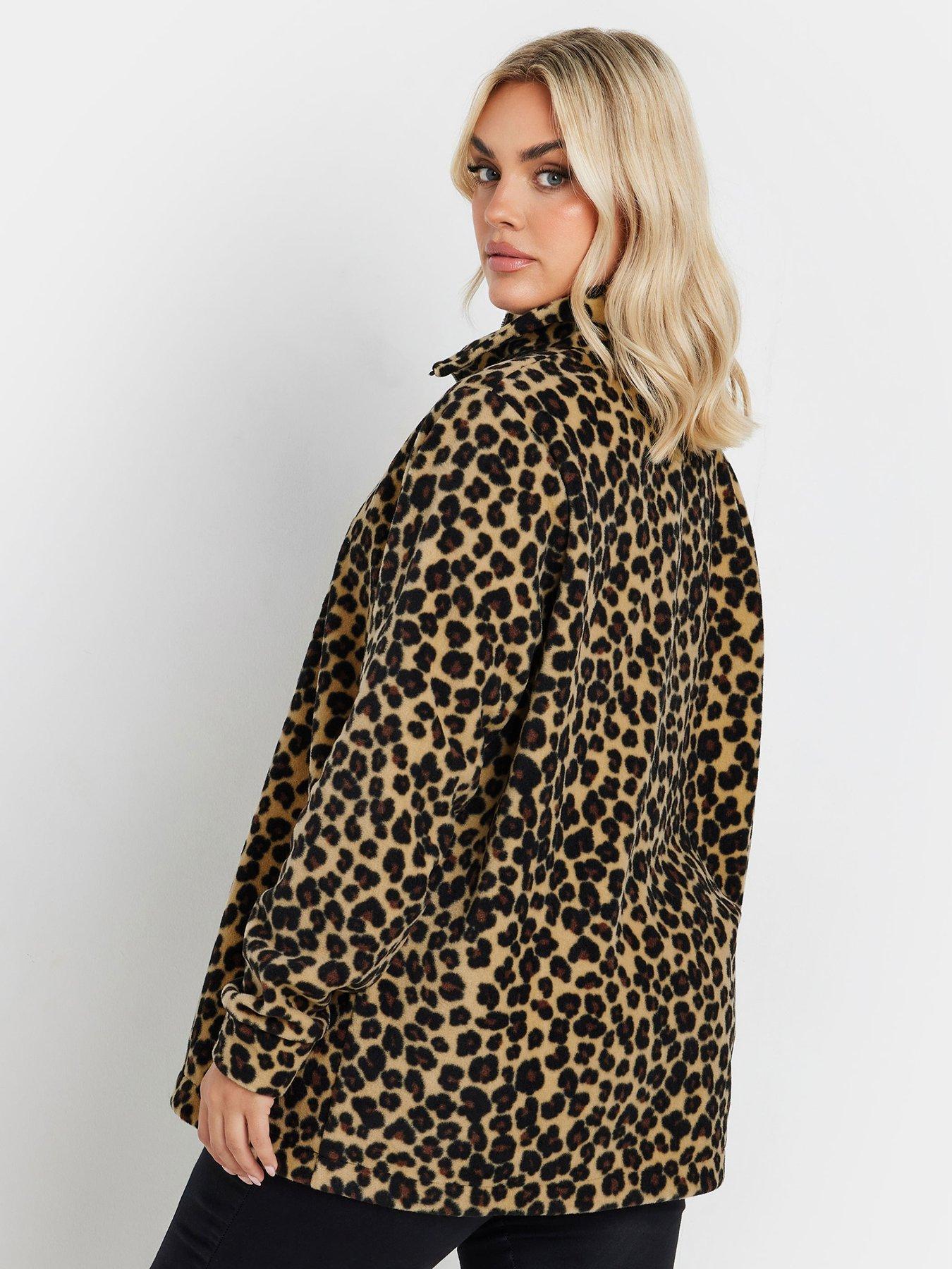 Leopard print half zip fleece sale